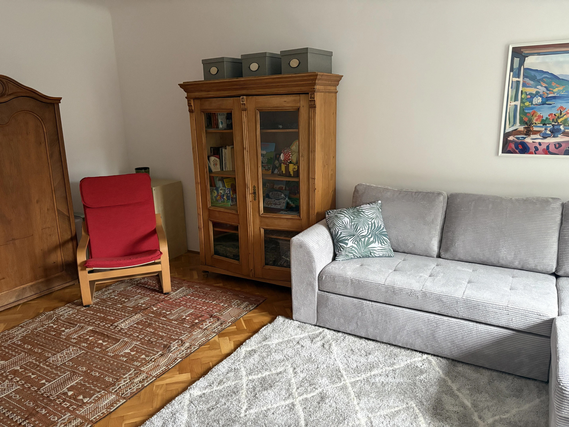Living room with sofa and cabinet