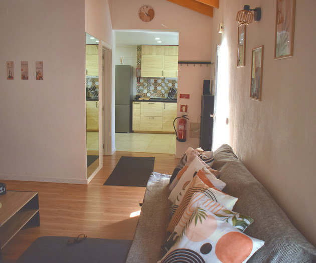 Living room with kitchen view