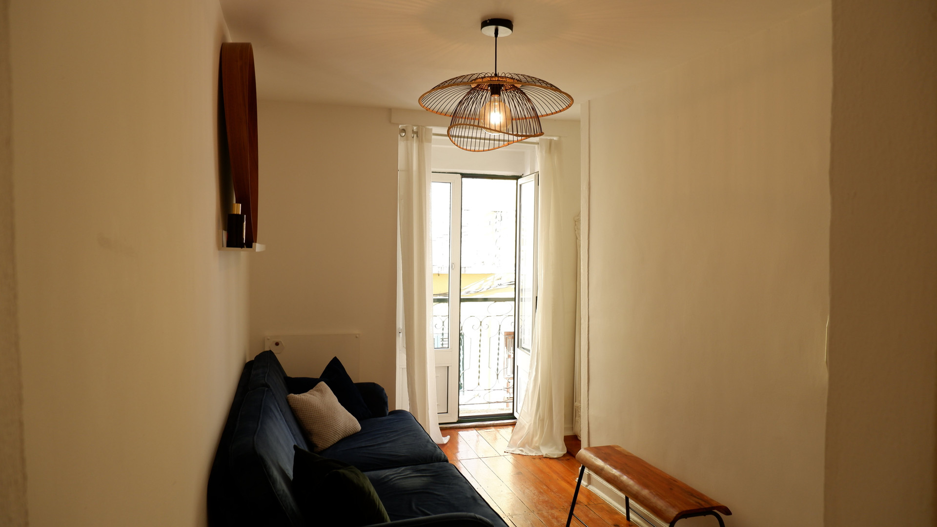 Cozy living room with balcony view