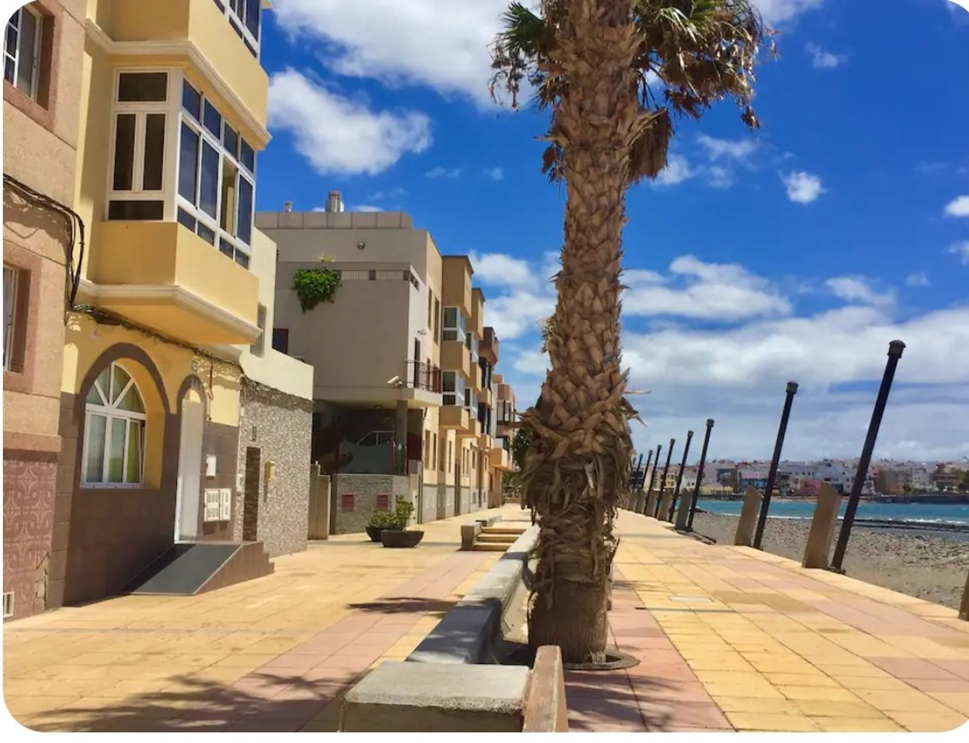 Building exterior near seafront promenade