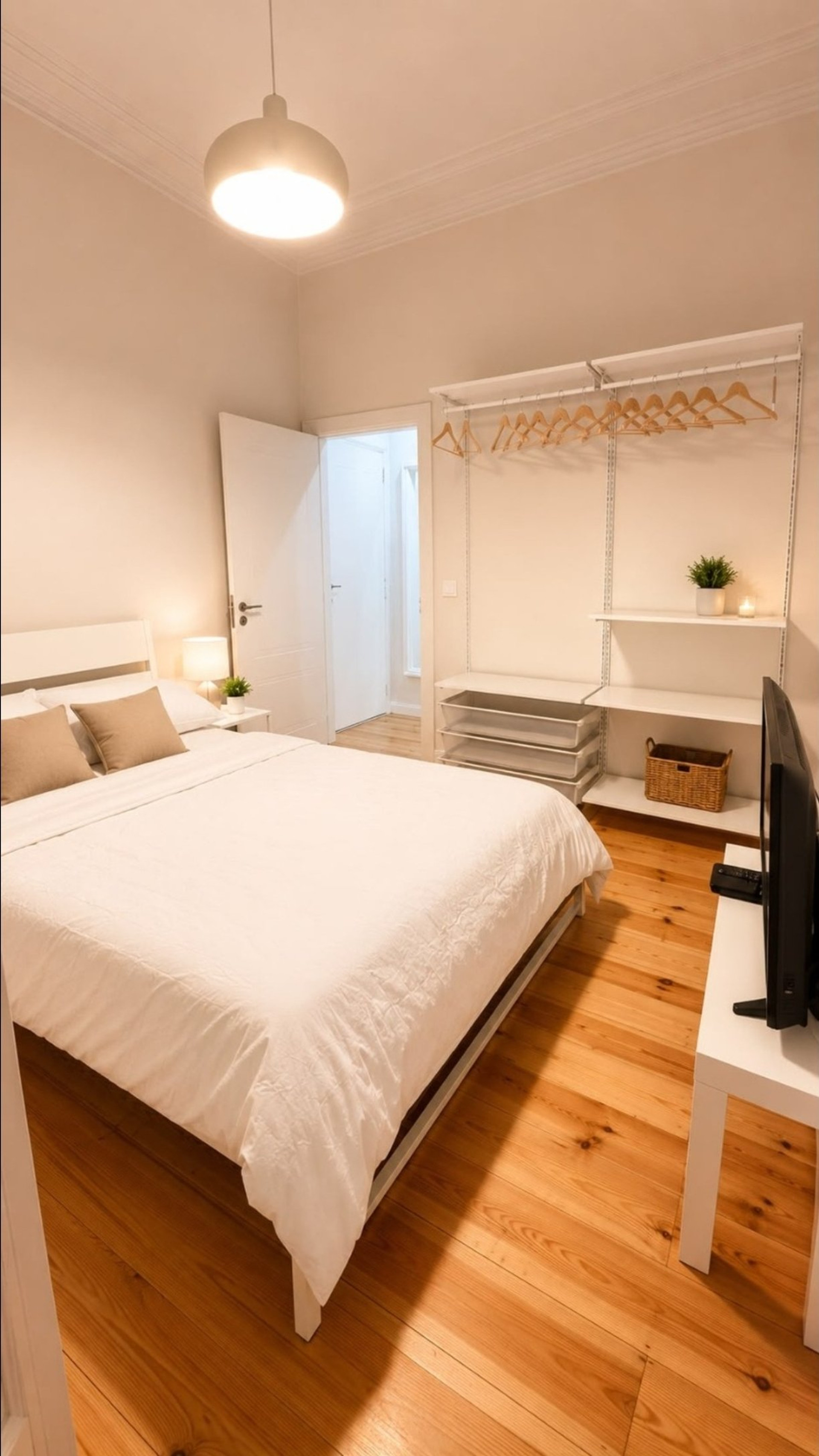 Bedroom with wardrobe and TV