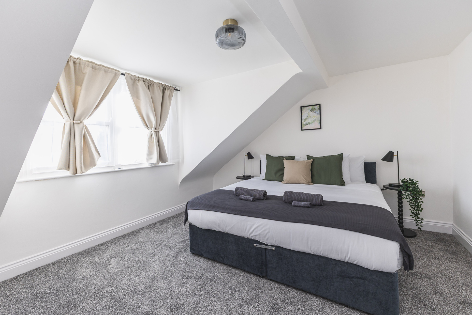 Attic bedroom with double bed