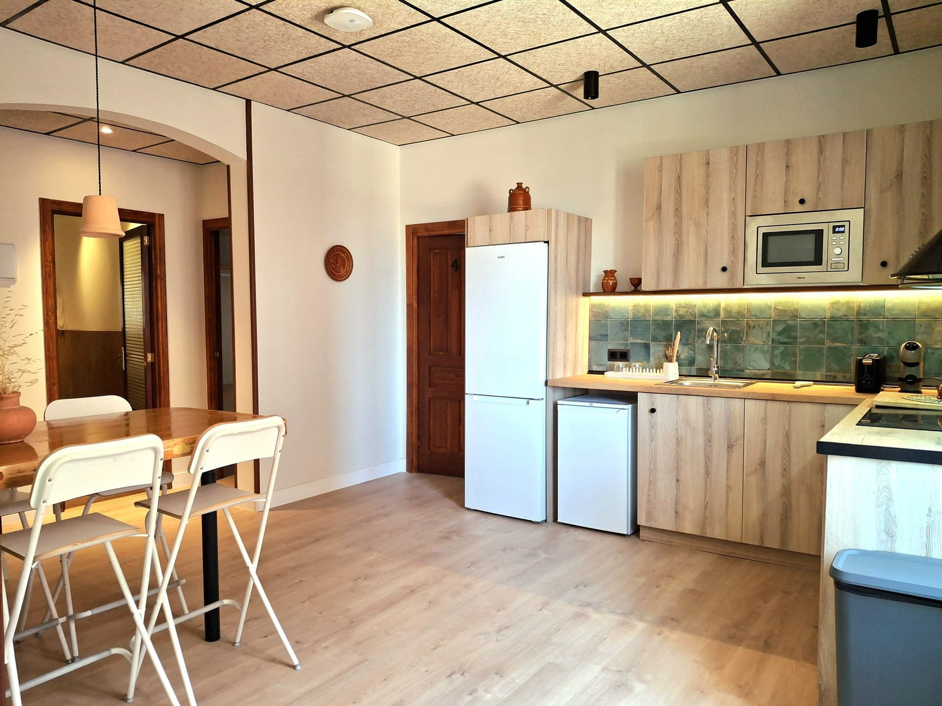 Open kitchen and dining area