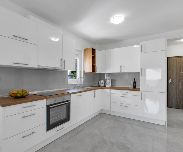 Modern white kitchen counter