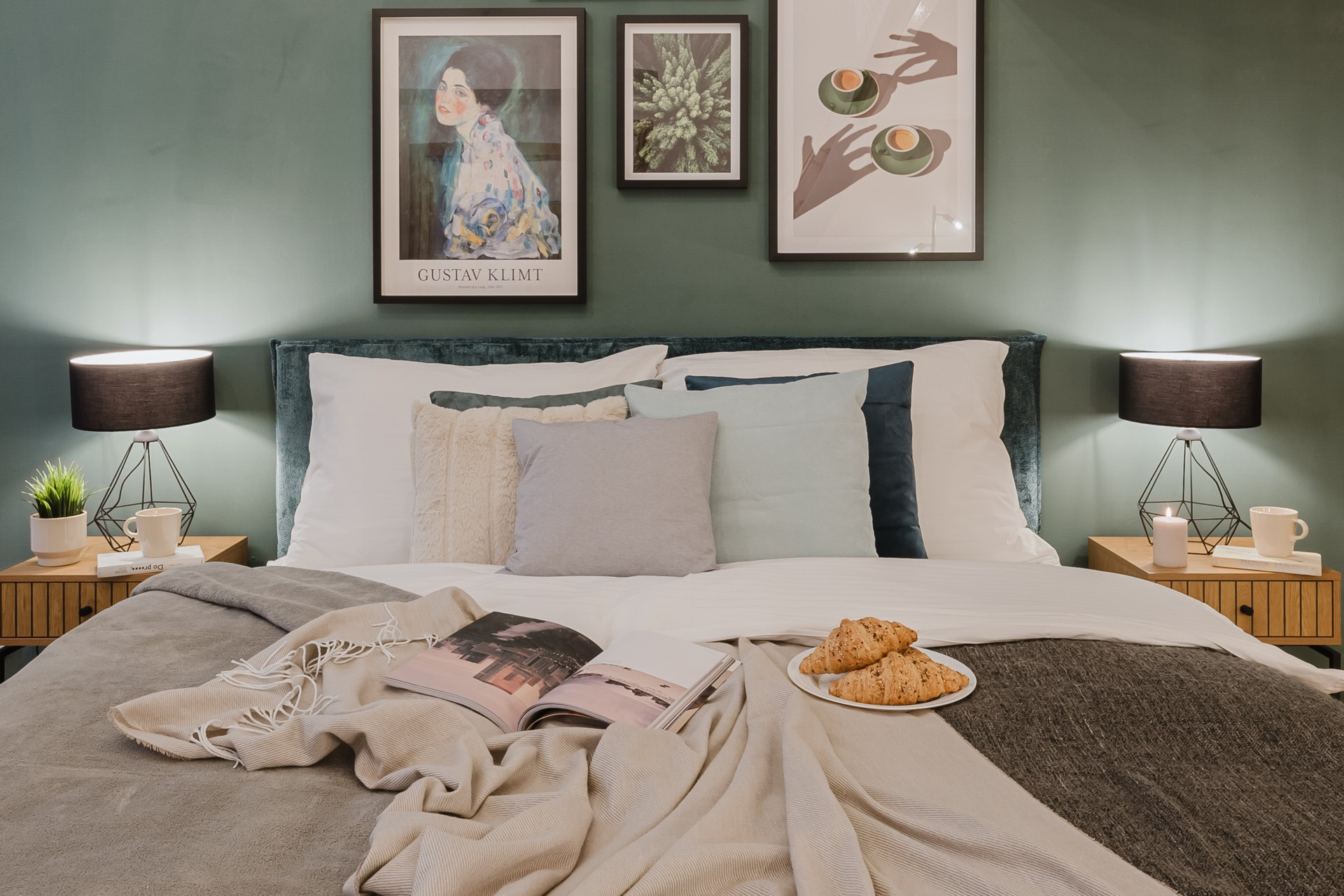Bed with pillows close-up