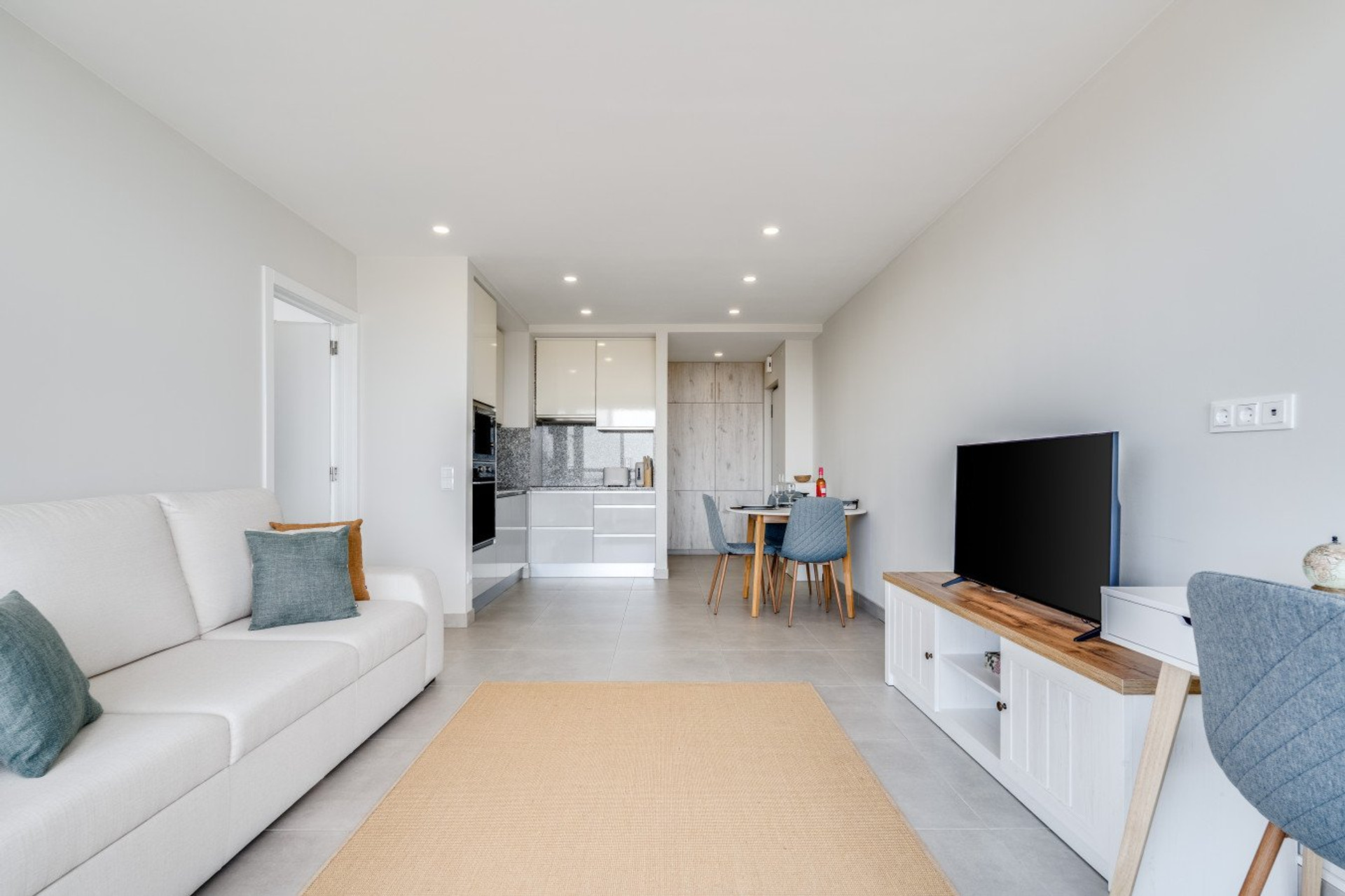 Open living room and kitchen