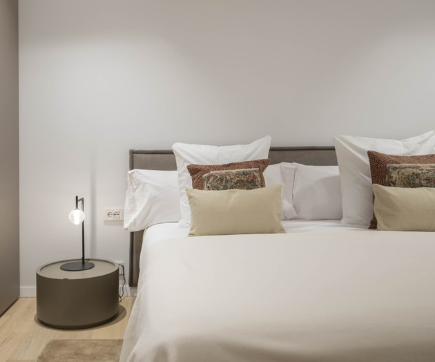 Bedroom bed and nightstand