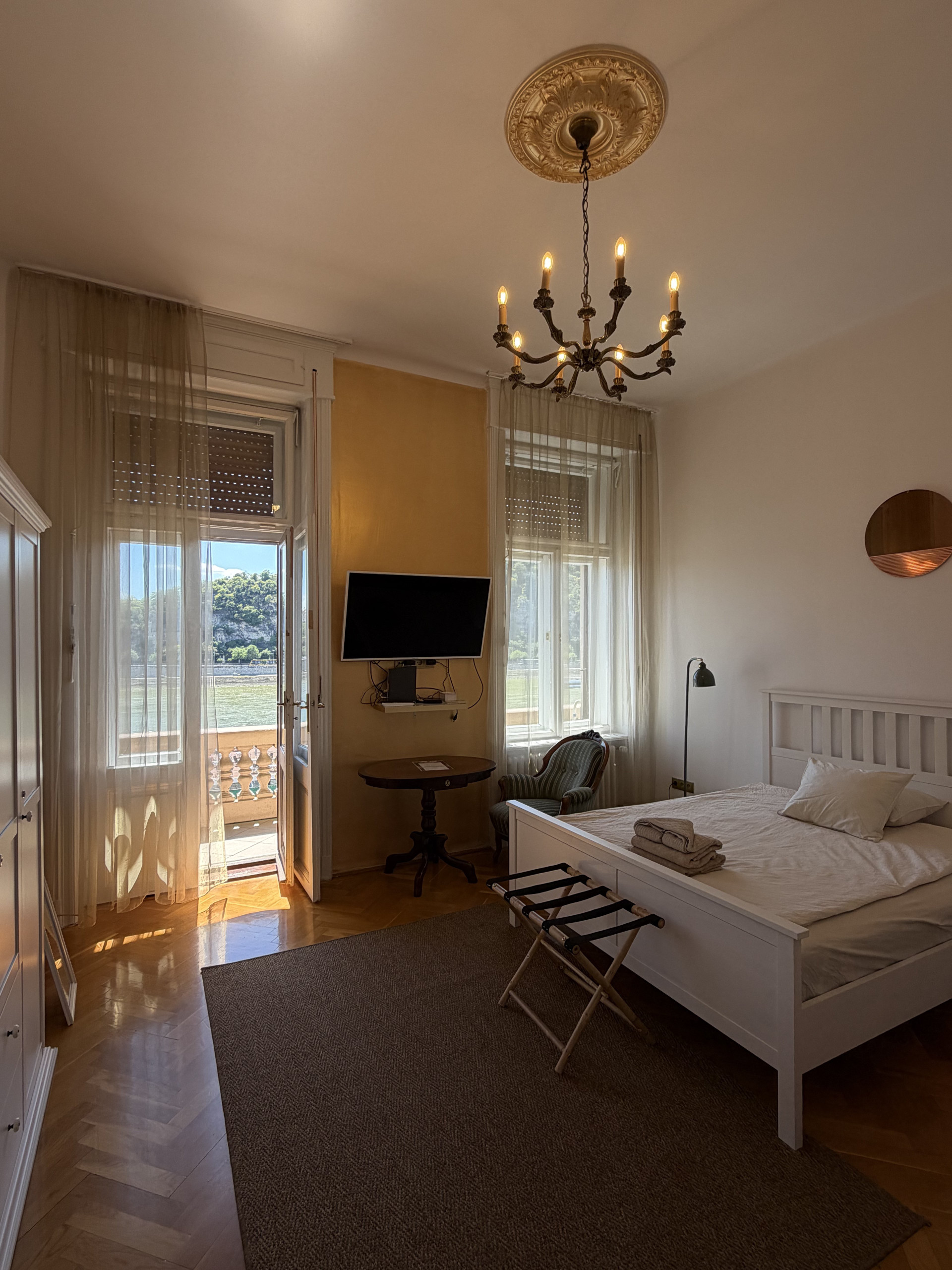 Elegant bedroom with balcony access