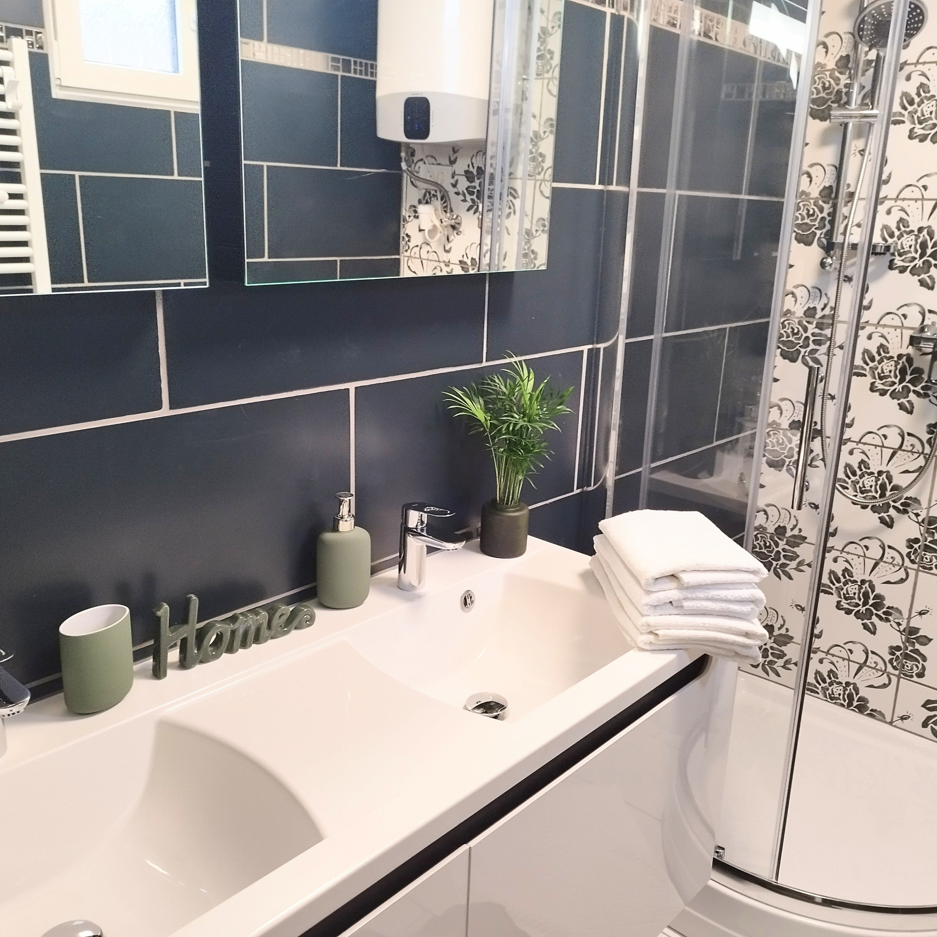 Modern bathroom with shower and sink
