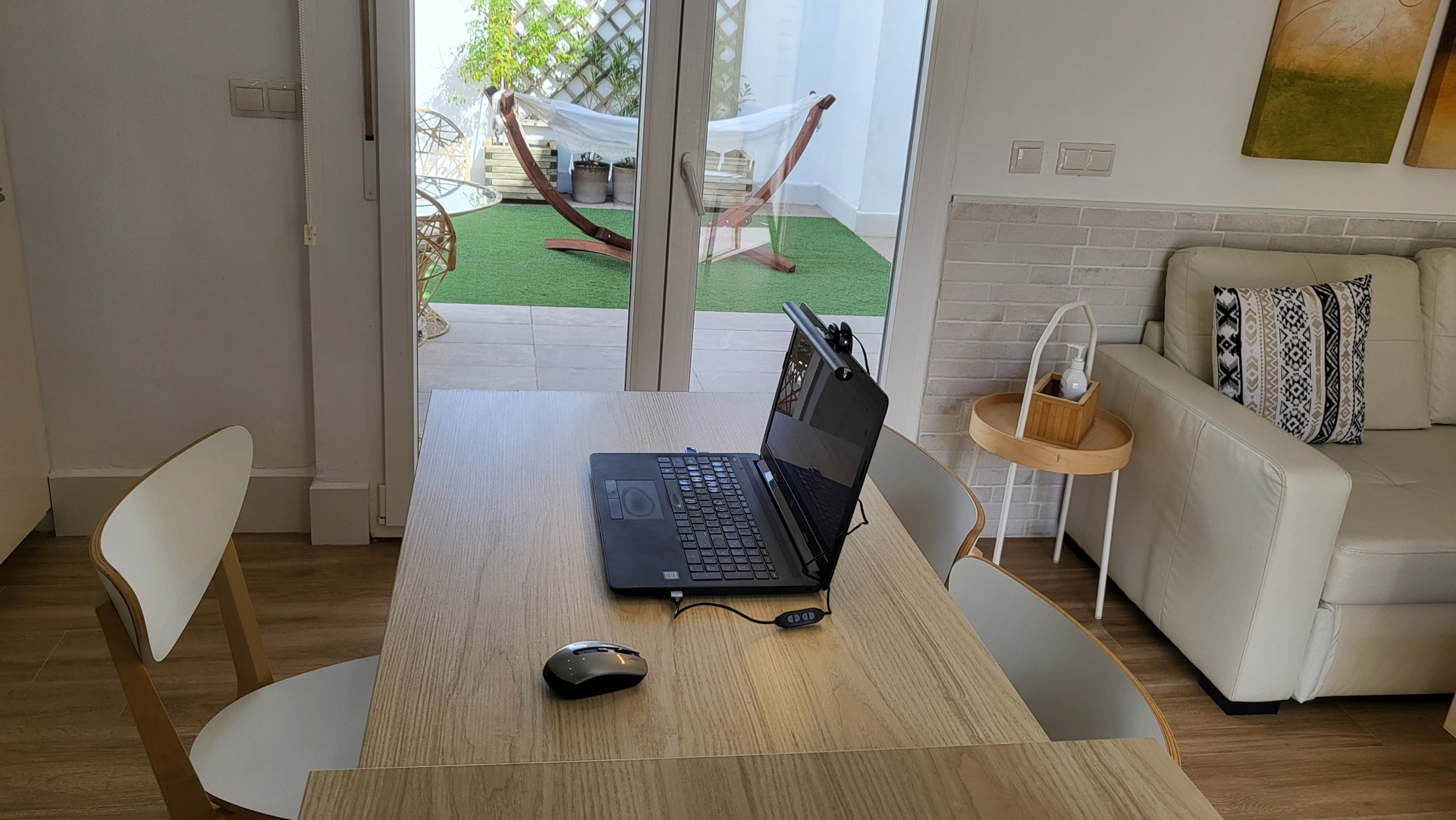 Dining table with patio access
