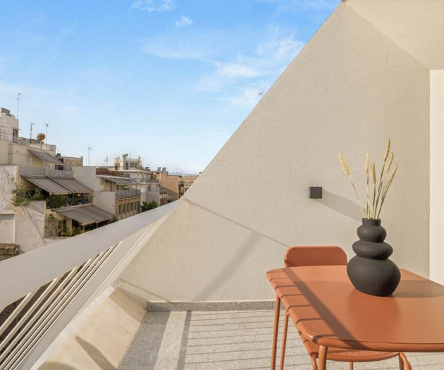 Balcony with rooftop view