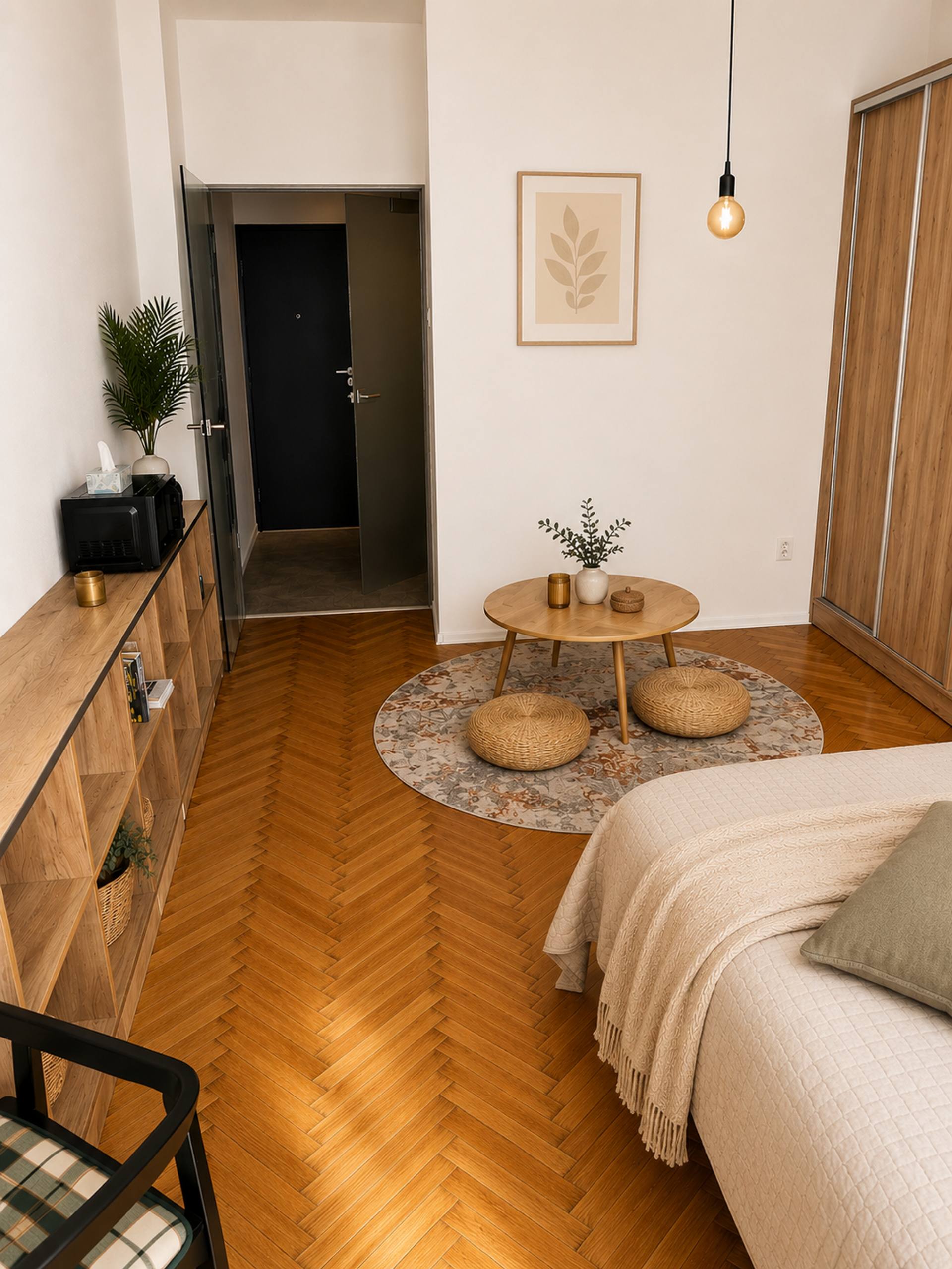 Studio room with seating area entrance