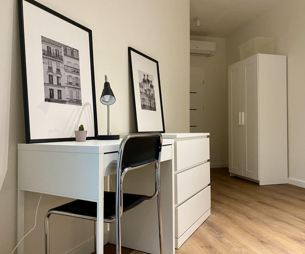 big, air- conditioned room, center of Warsaw