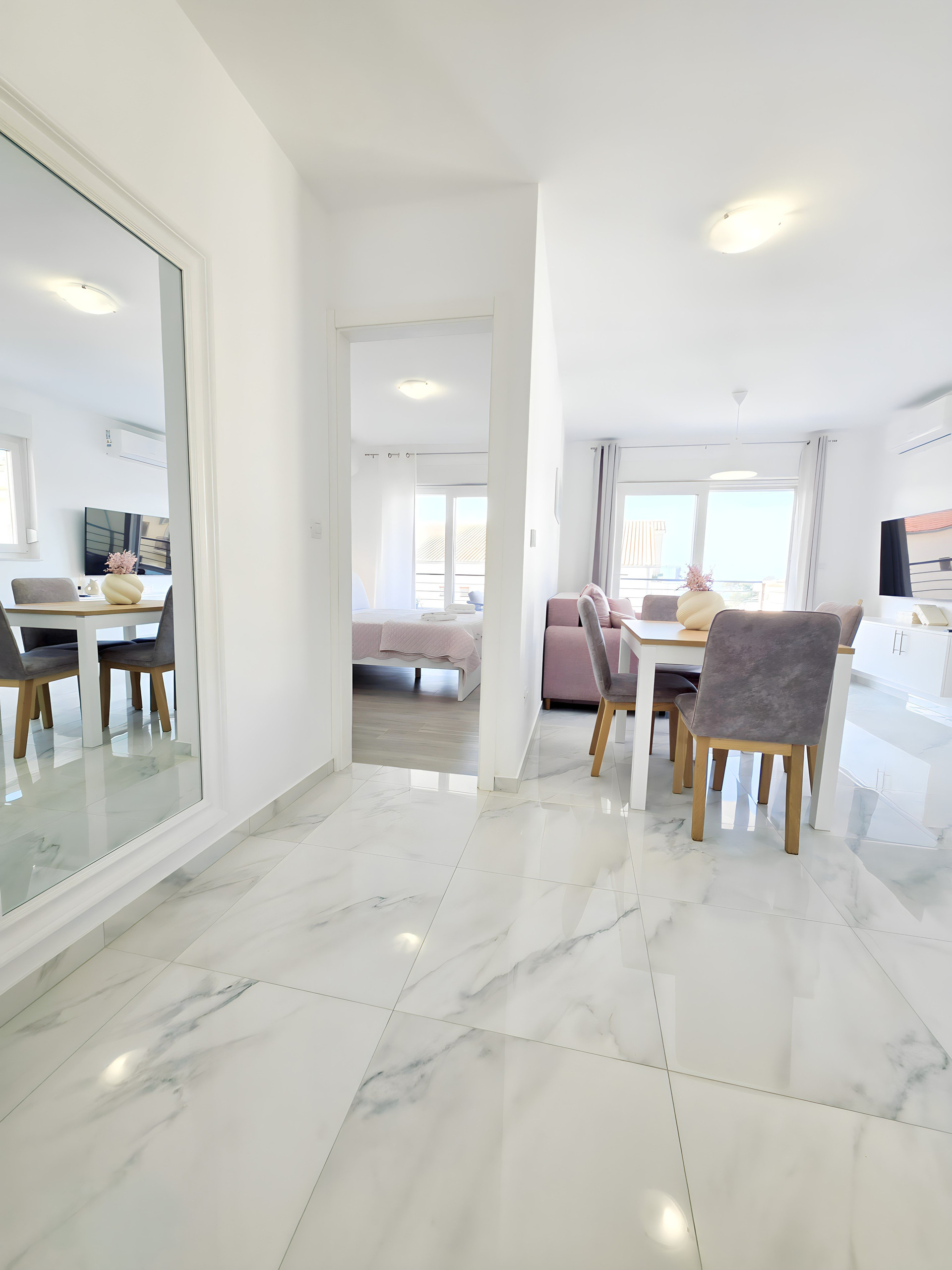 Hallway leading to bedroom and dining