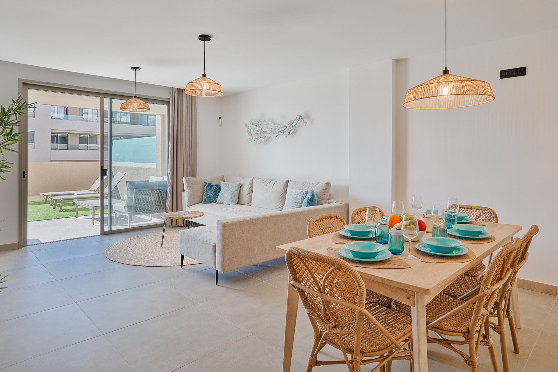 Open living dining room terrace view