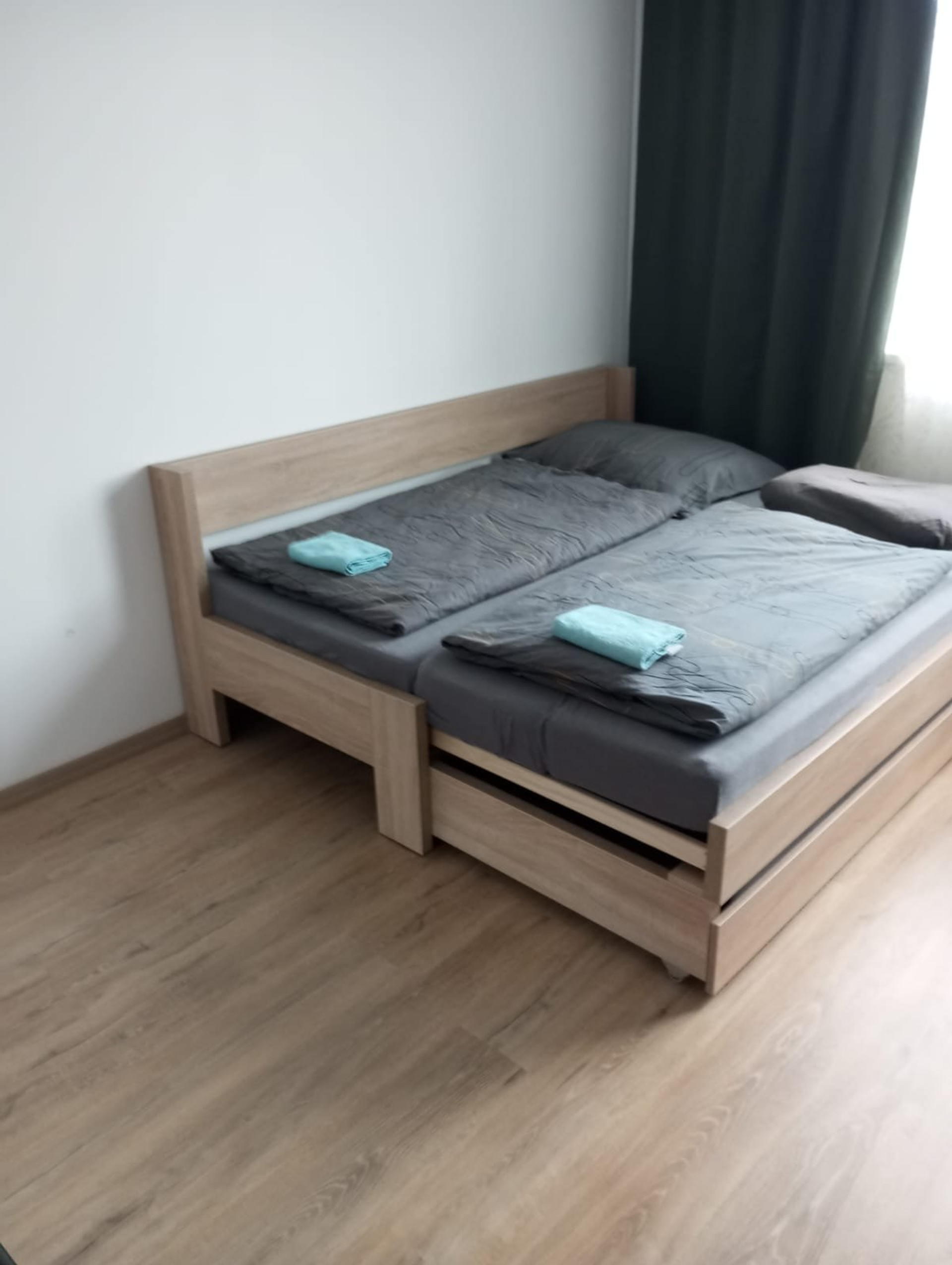 Comfortable double bed setup