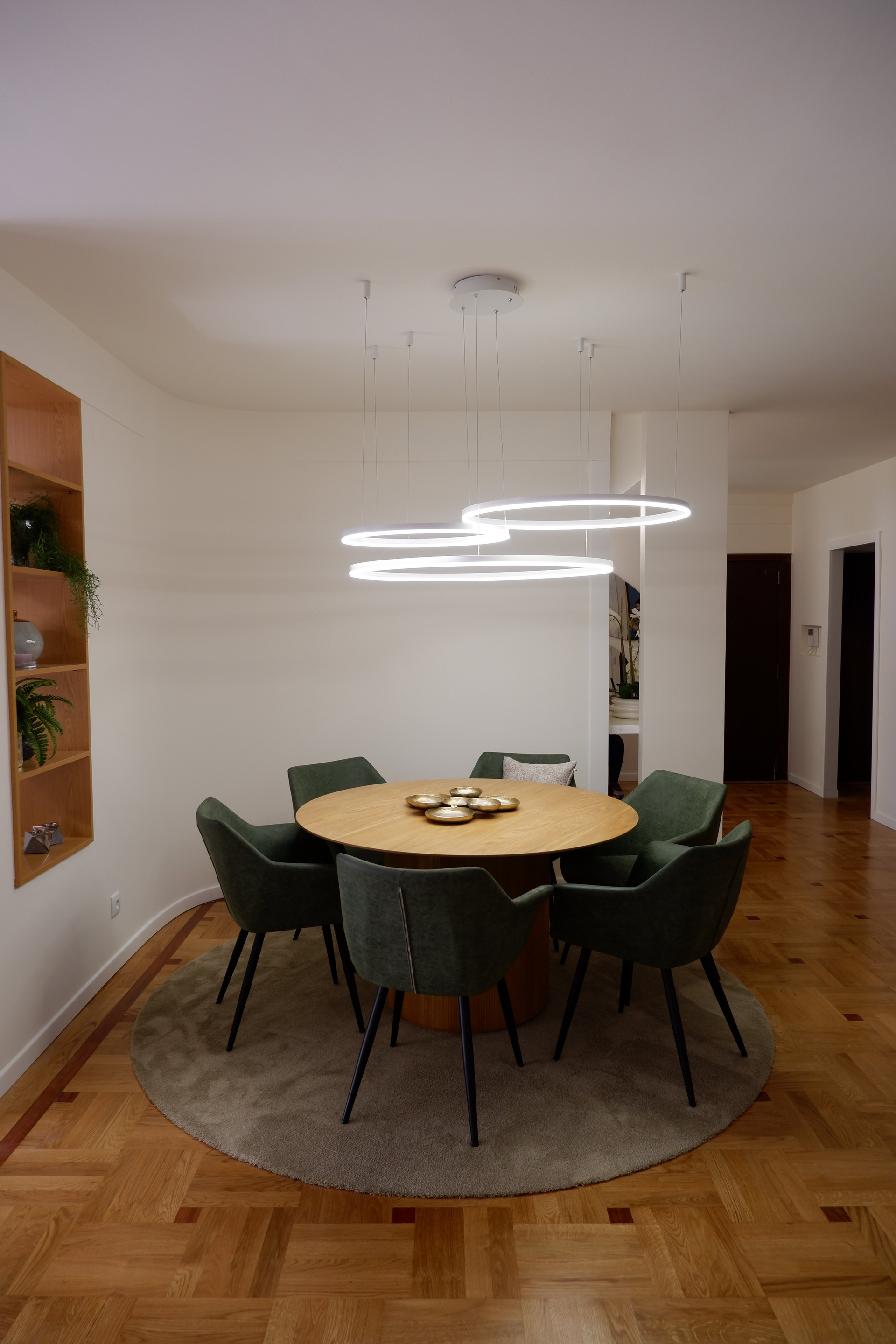 Dining table with pendant light