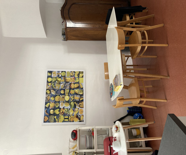 Dining area with table and chairs