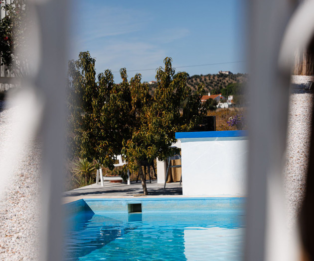 Pool seen through mirror frame