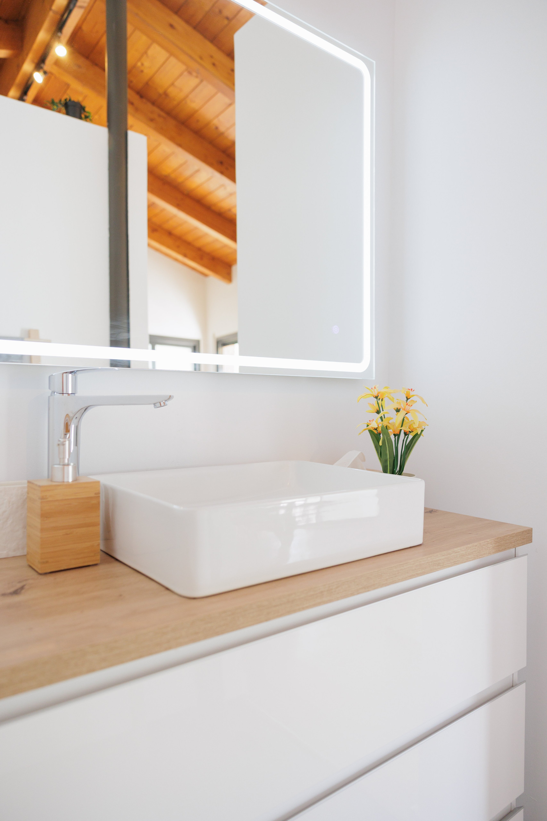 Bathroom vanity with LED mirror