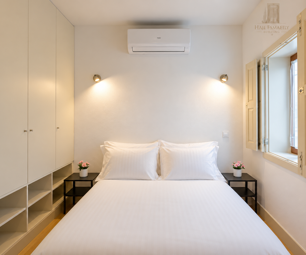 Double bed with wardrobe