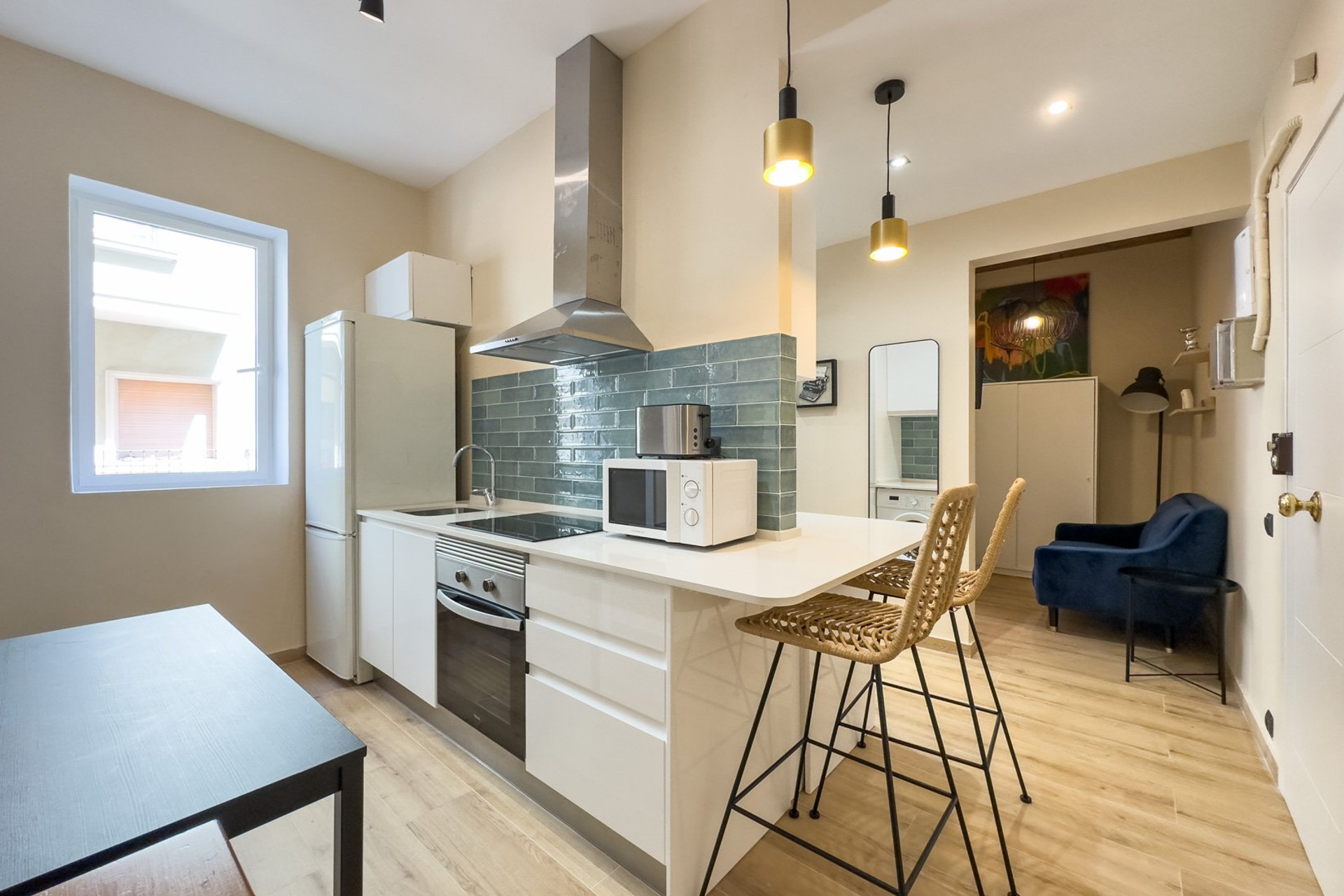 Bright open kitchen dining area
