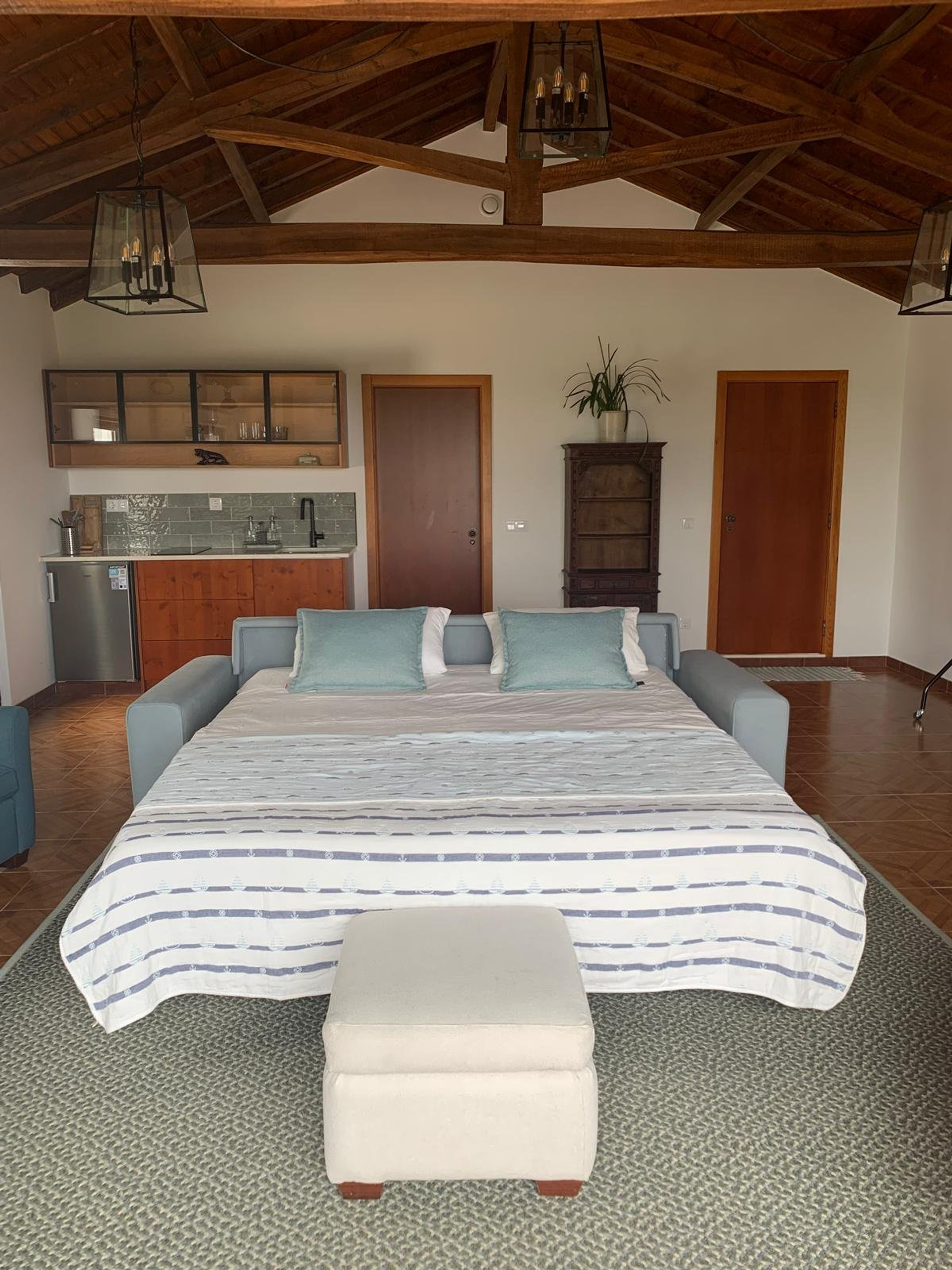 Sofa bed in open plan space