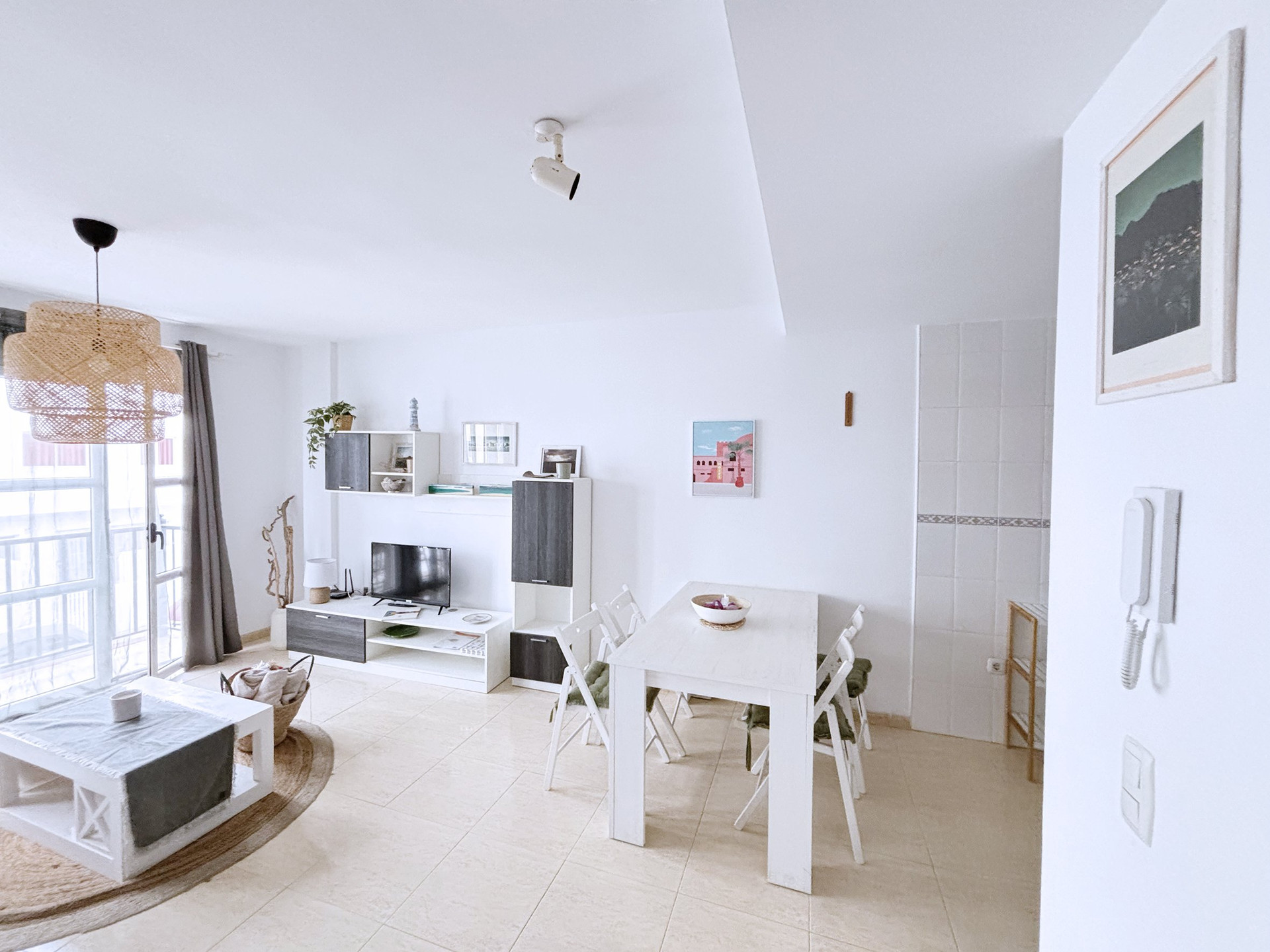 Open living and dining area