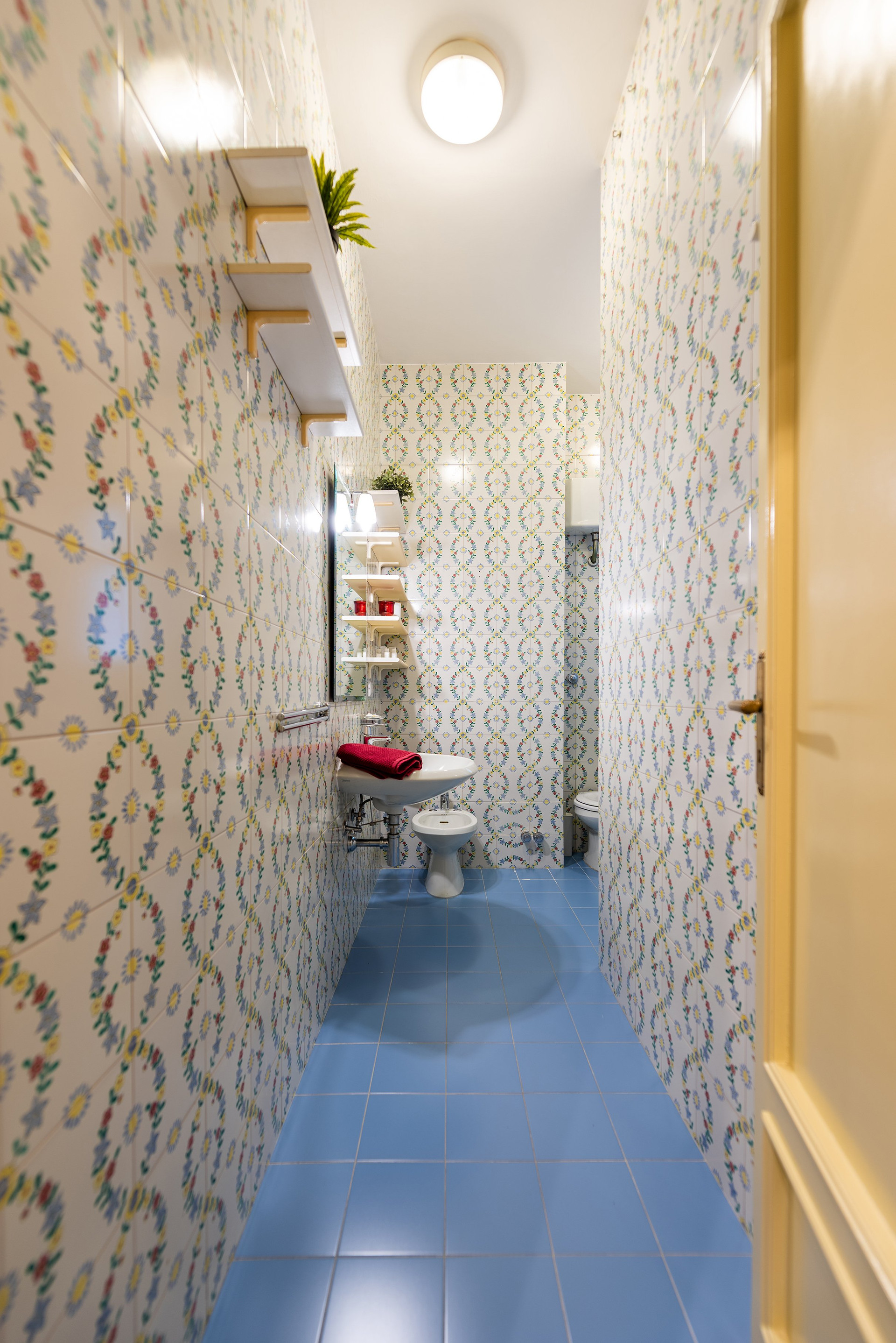 Bathroom with floral tiles
