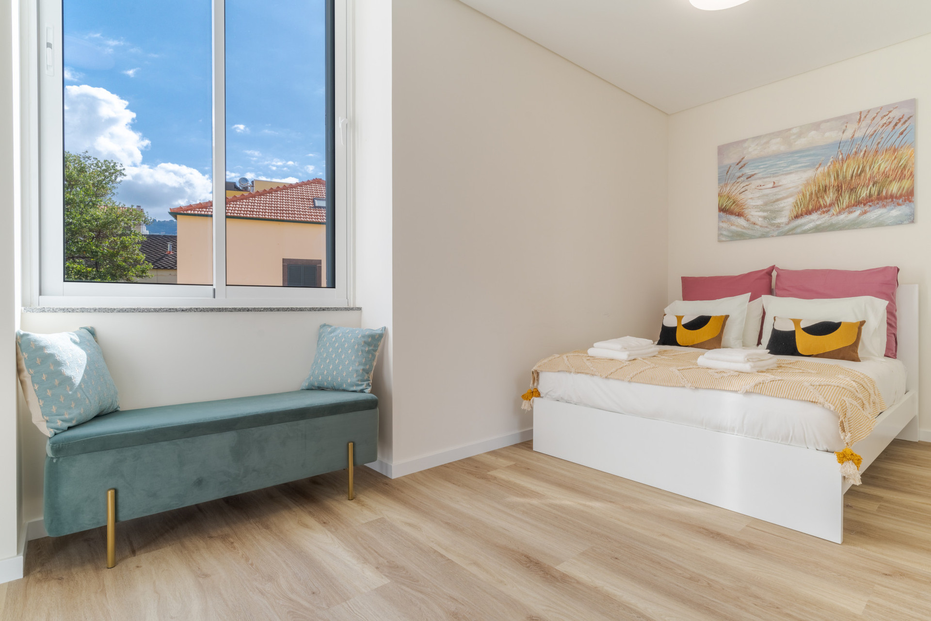 Room with comfortable double bed