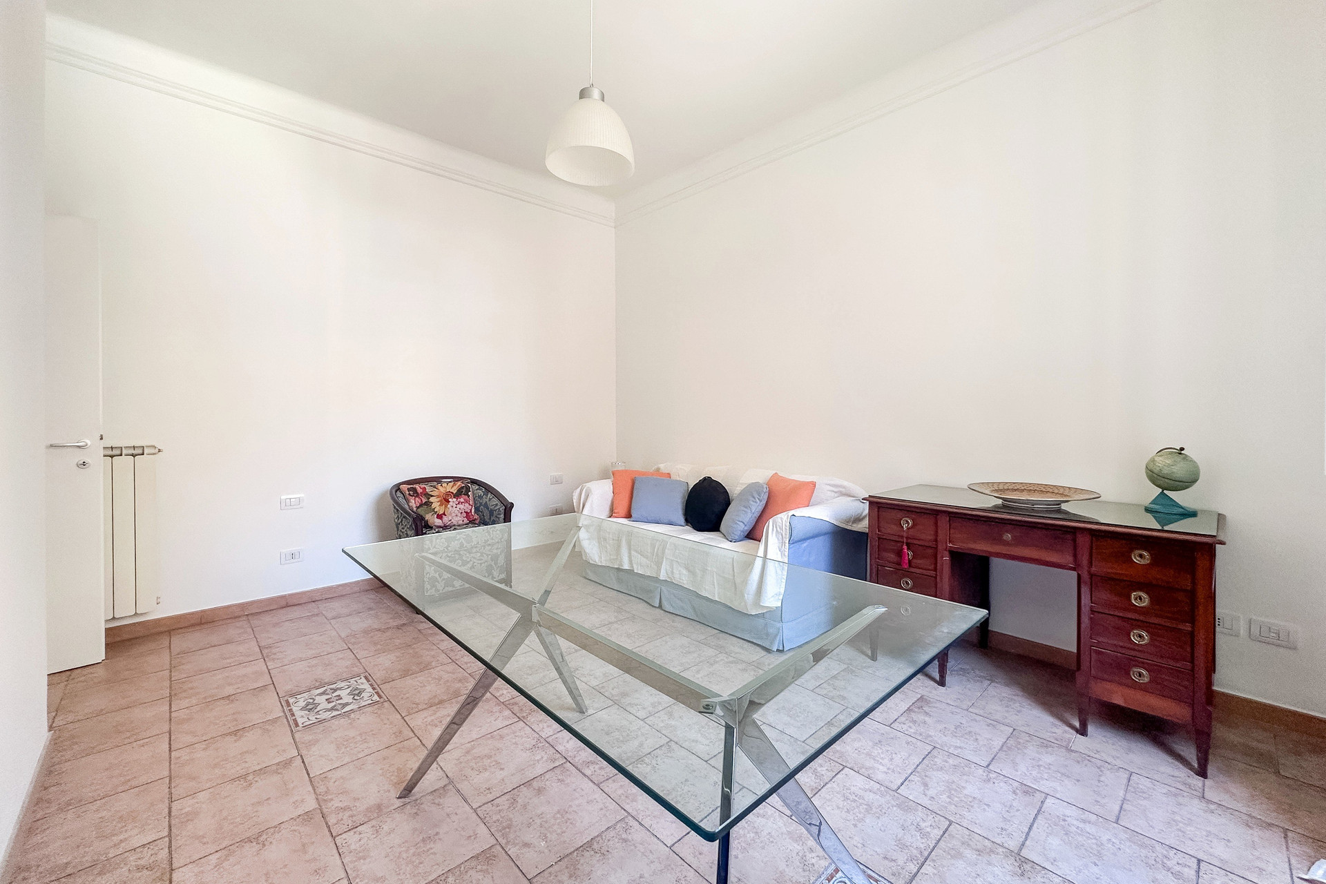 Living room with glass table