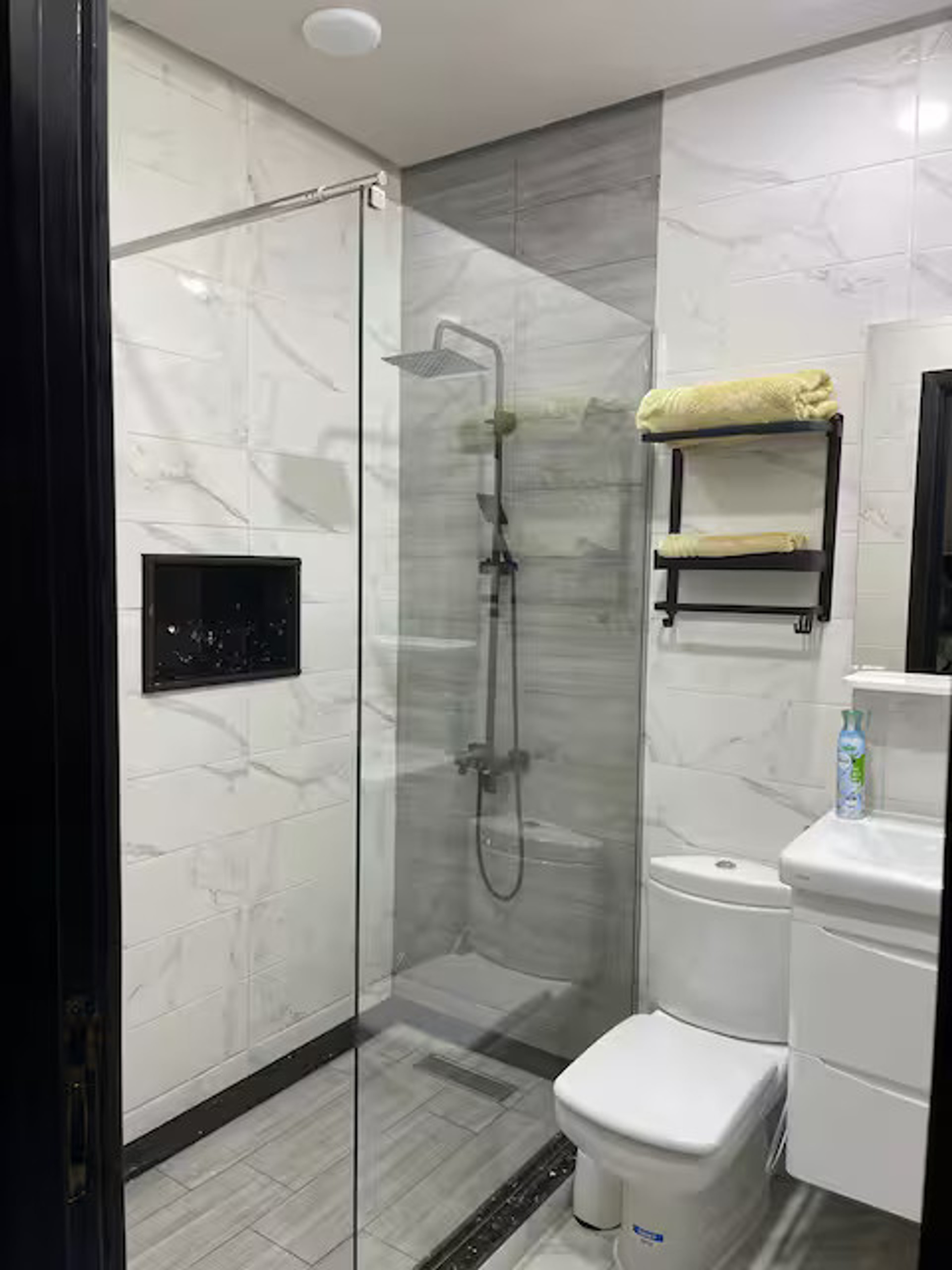 Modern bathroom with glass shower
