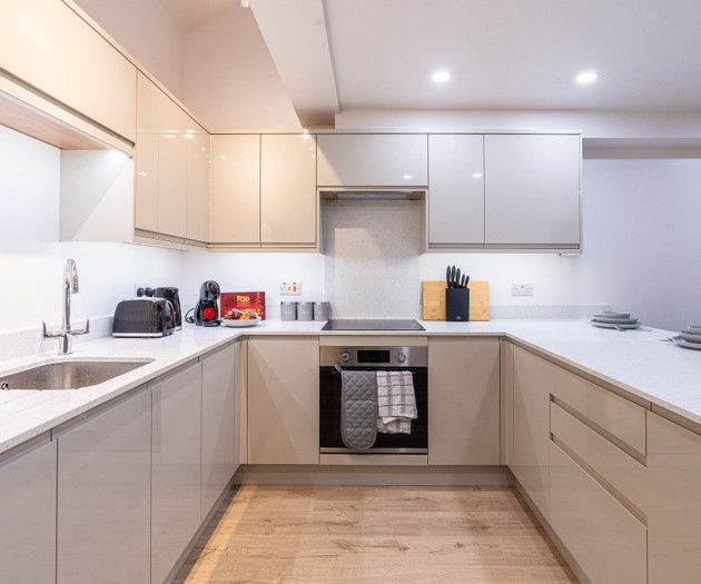Kitchen with oven and hob