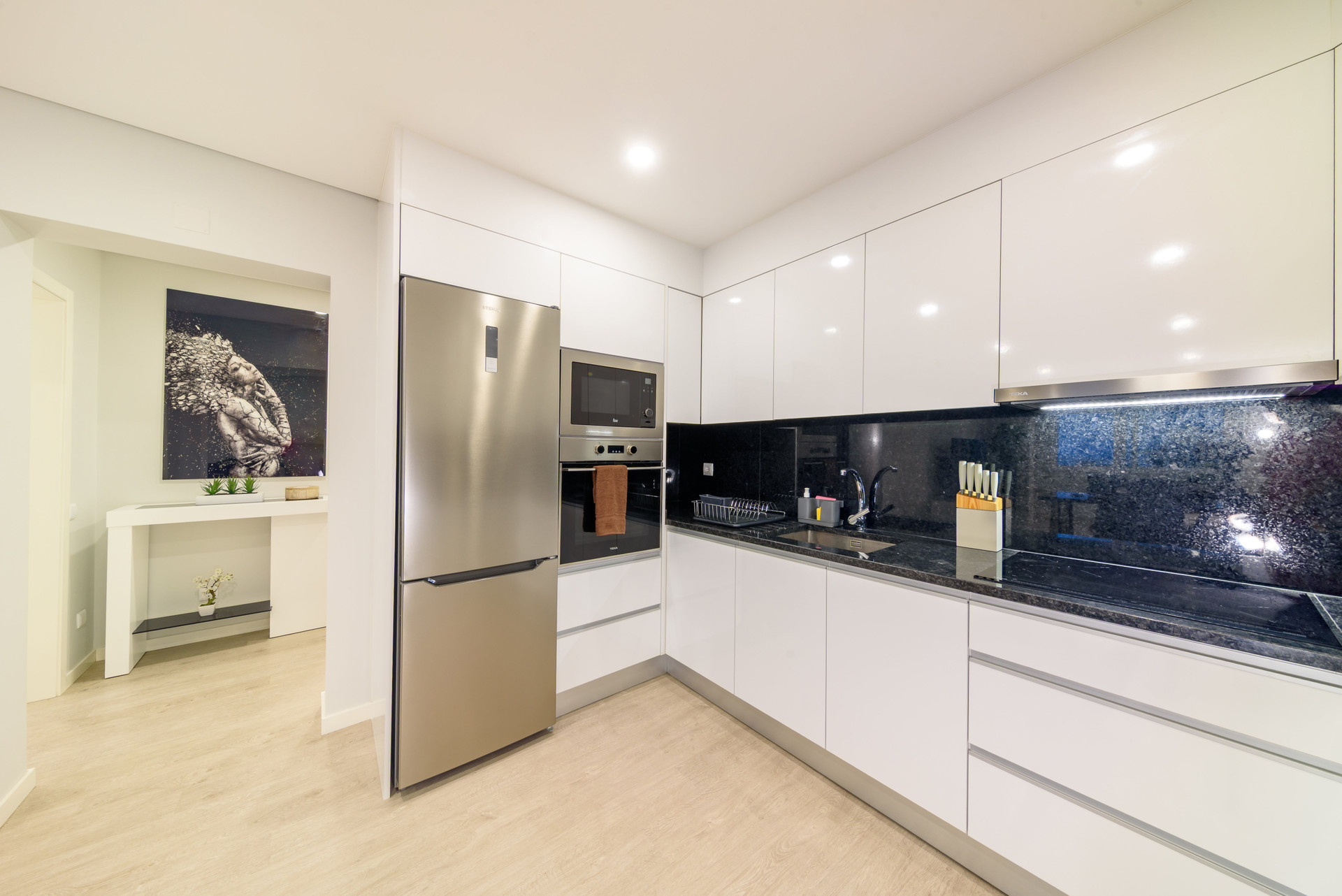 Modern kitchen with stainless appliances
