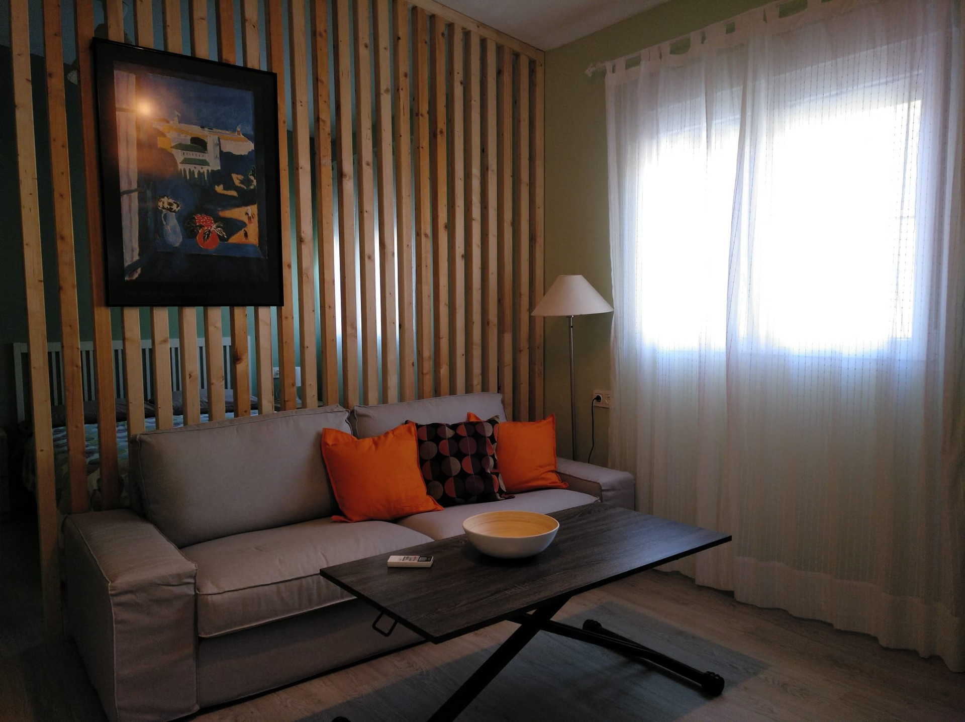 Living room with sofa and art