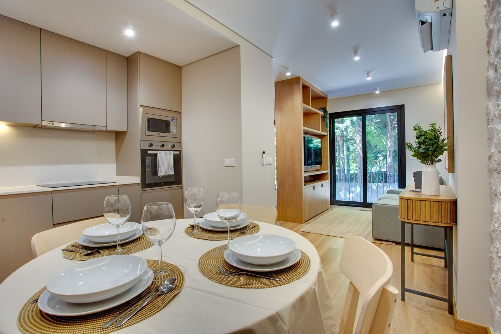 Kitchen dining area open to living