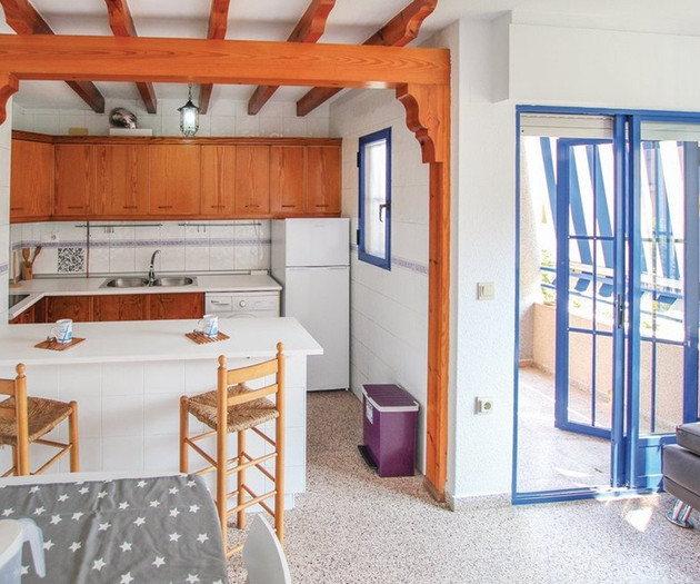 Kitchen open to living area