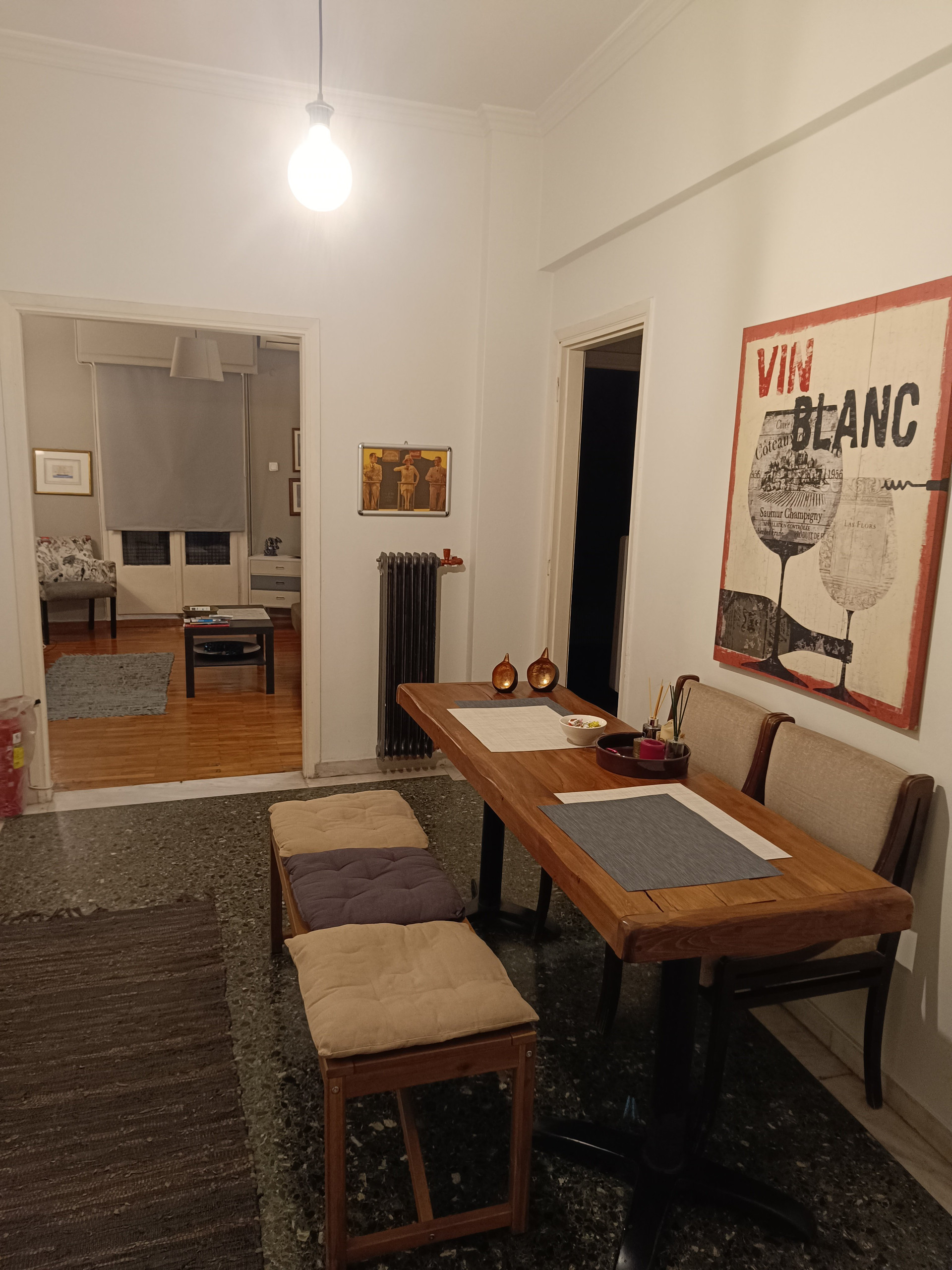 Dining area leading to living room
