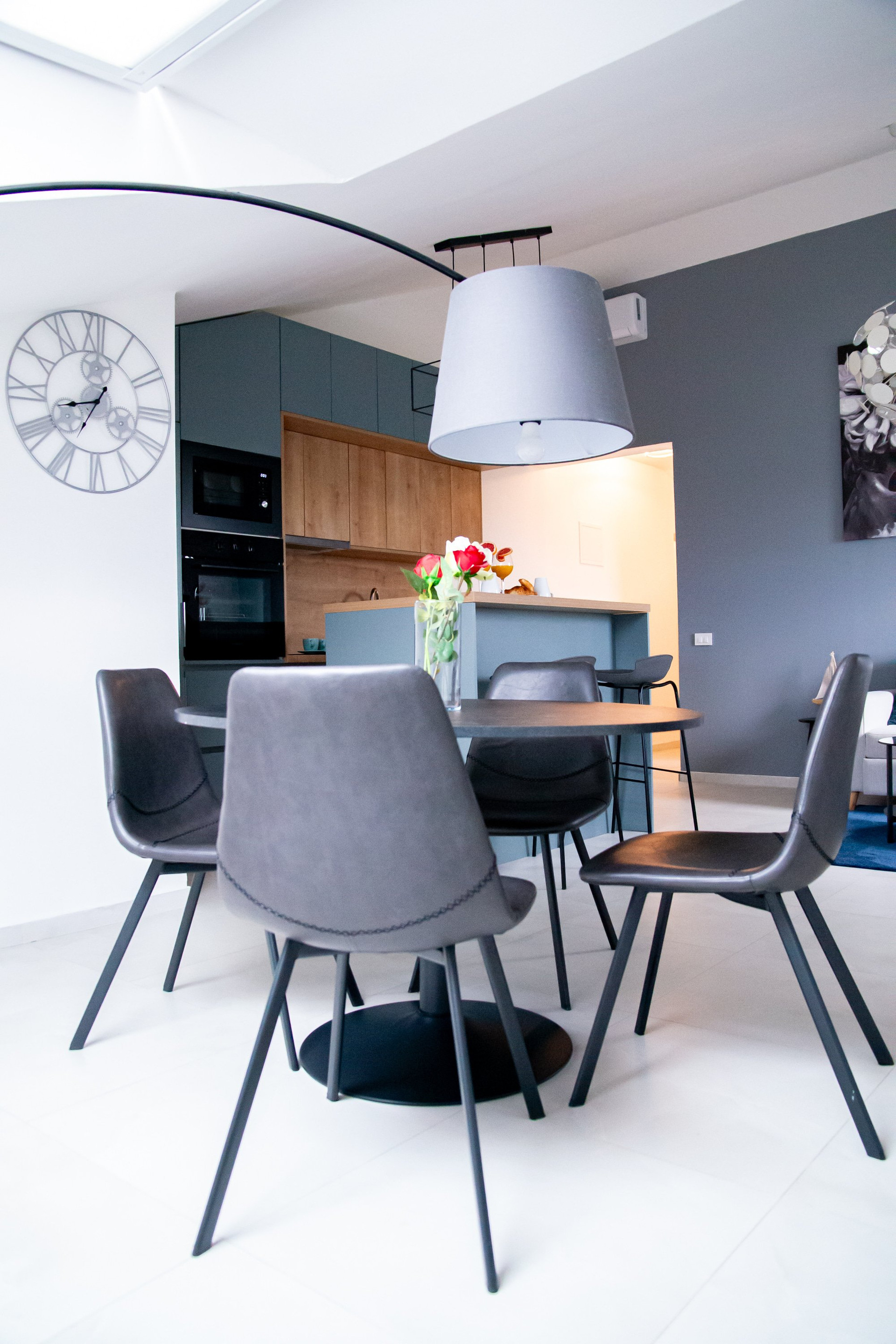 Dining area with kitchen view