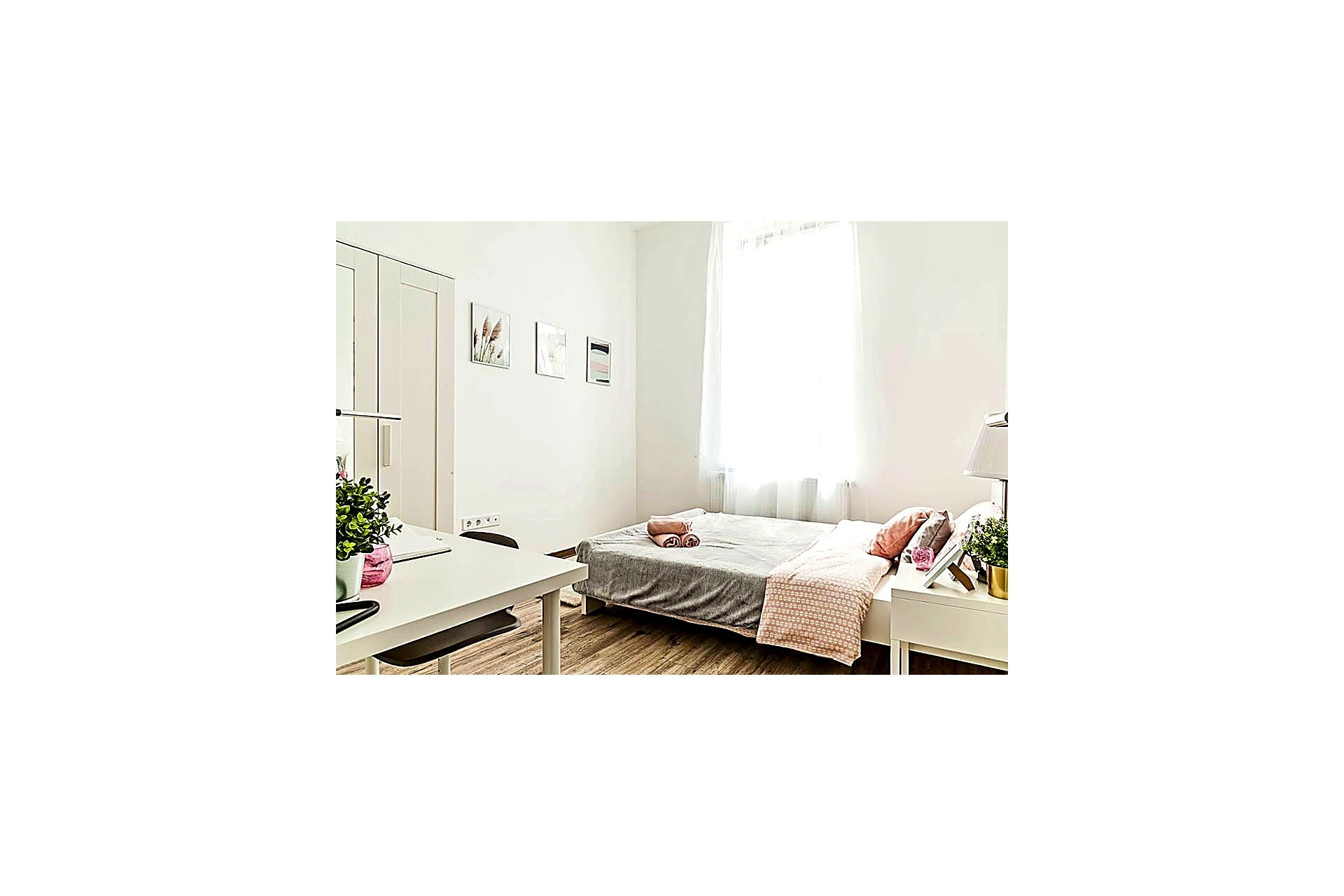 Spacious bedroom with lot of natural light