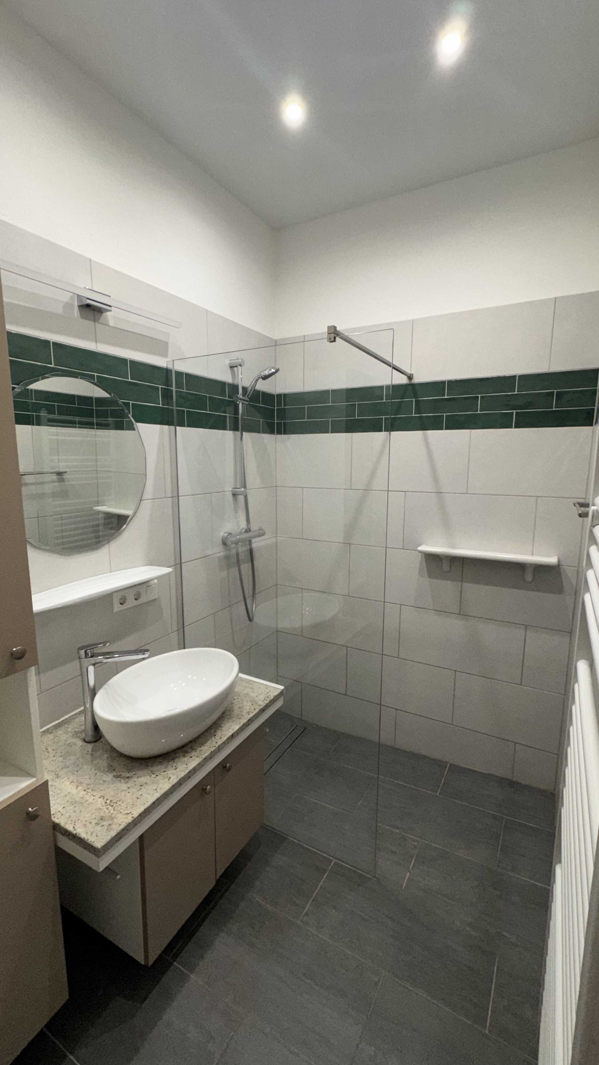 Modern bathroom with walk-in shower