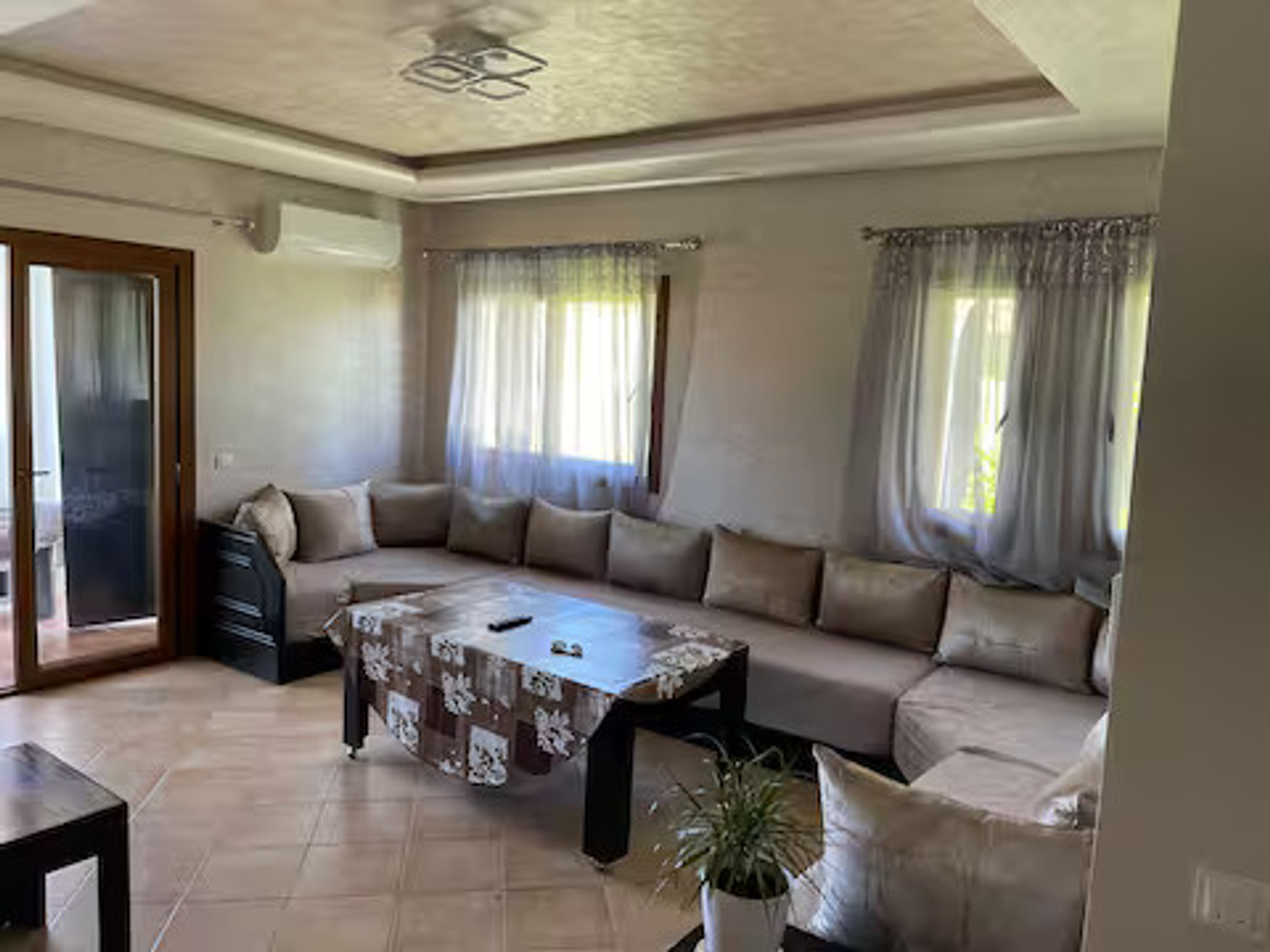 Spacious living room with sofa