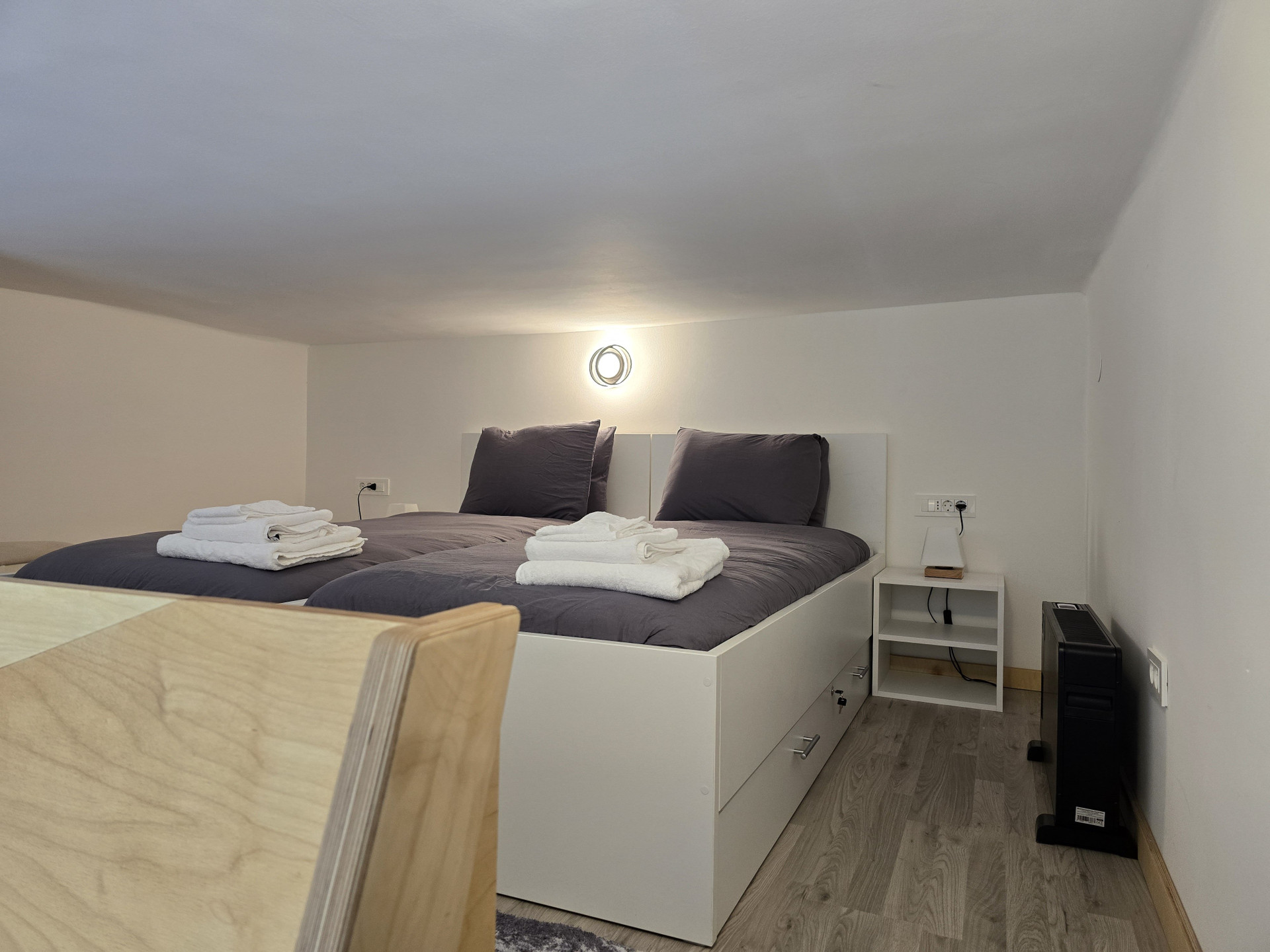 Loft bedroom with double bed