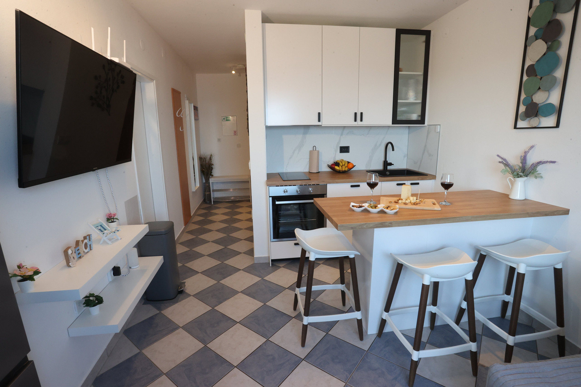 Open kitchen and living area