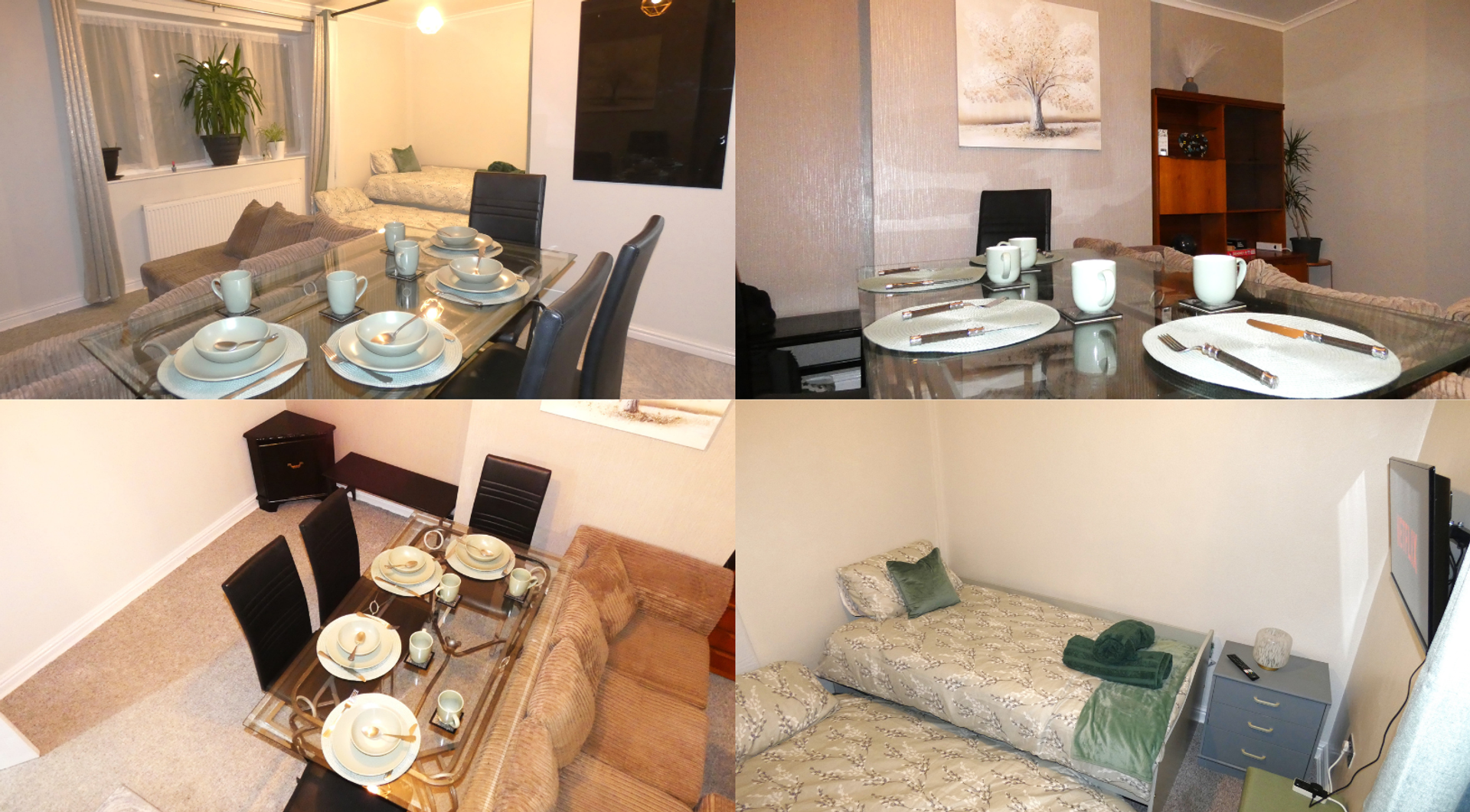 Dining area and living room with bedroom