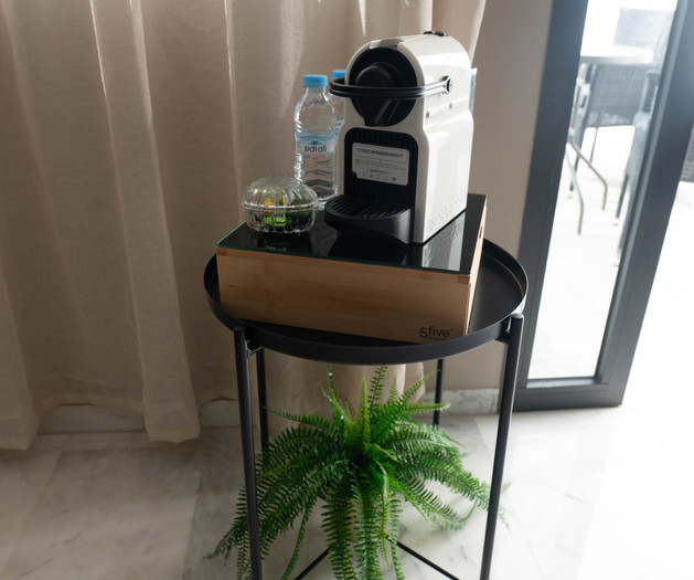 Coffee machine station by window