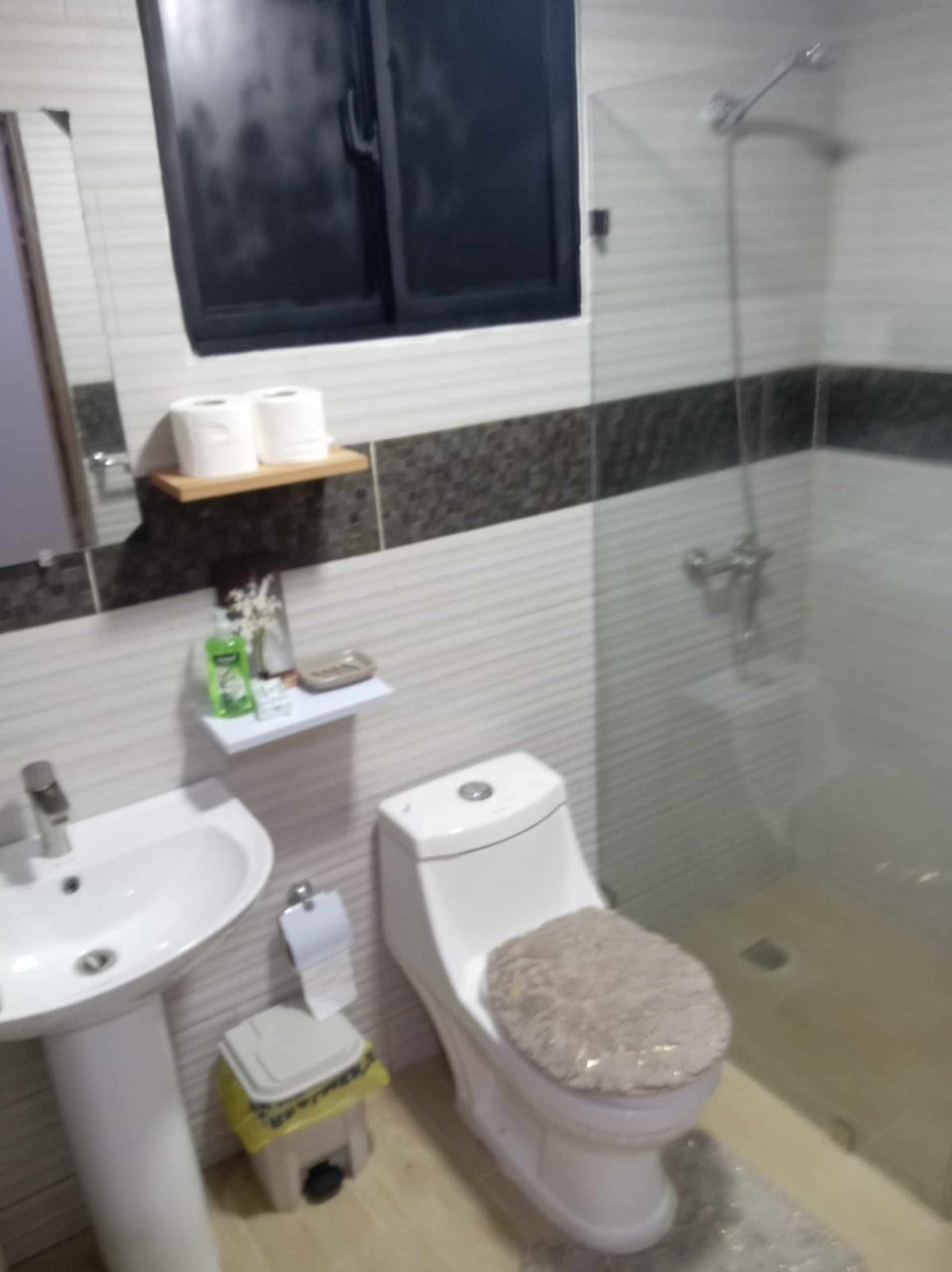 Bathroom with glass shower stall