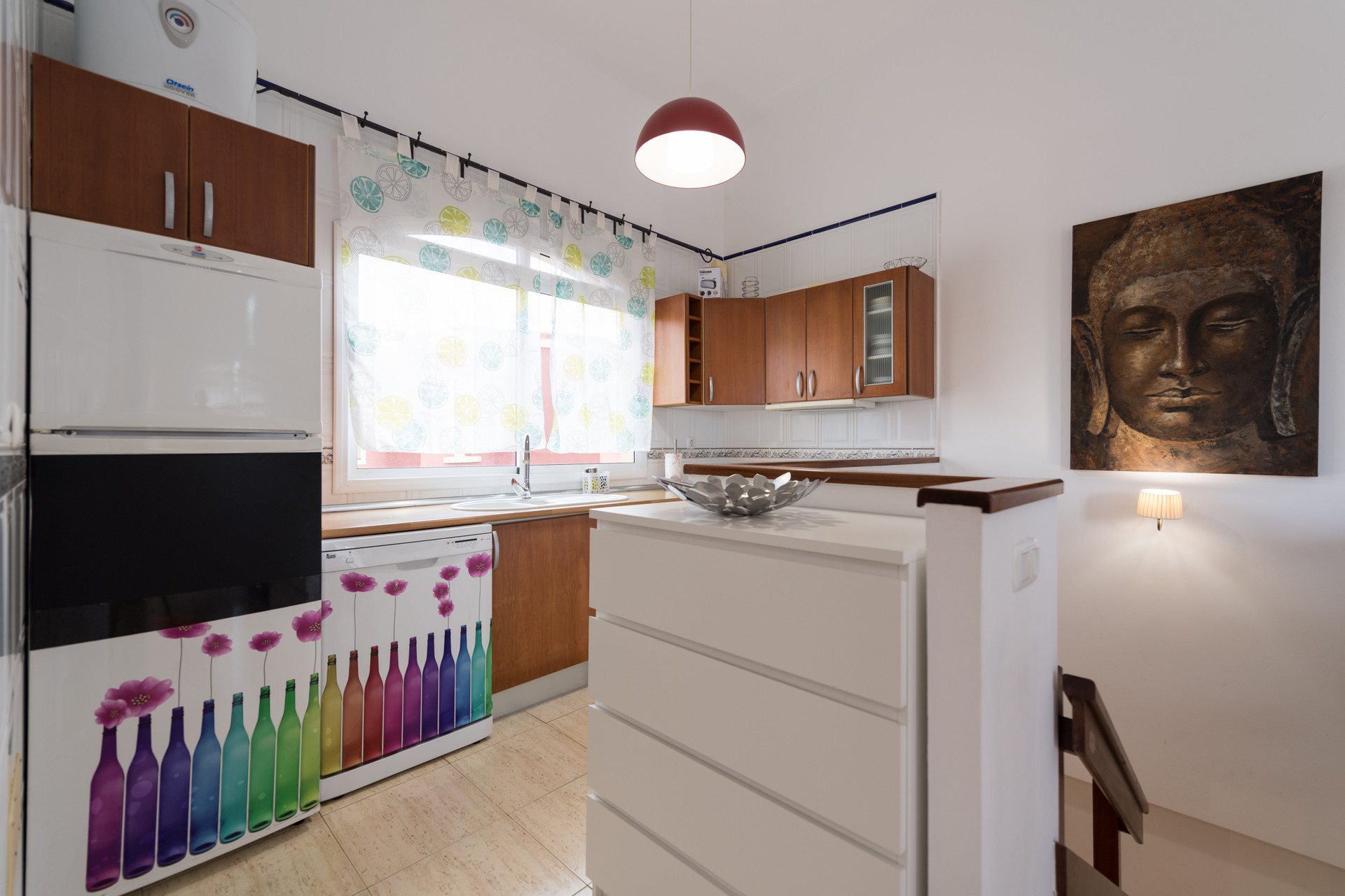 Kitchen with colorful appliances