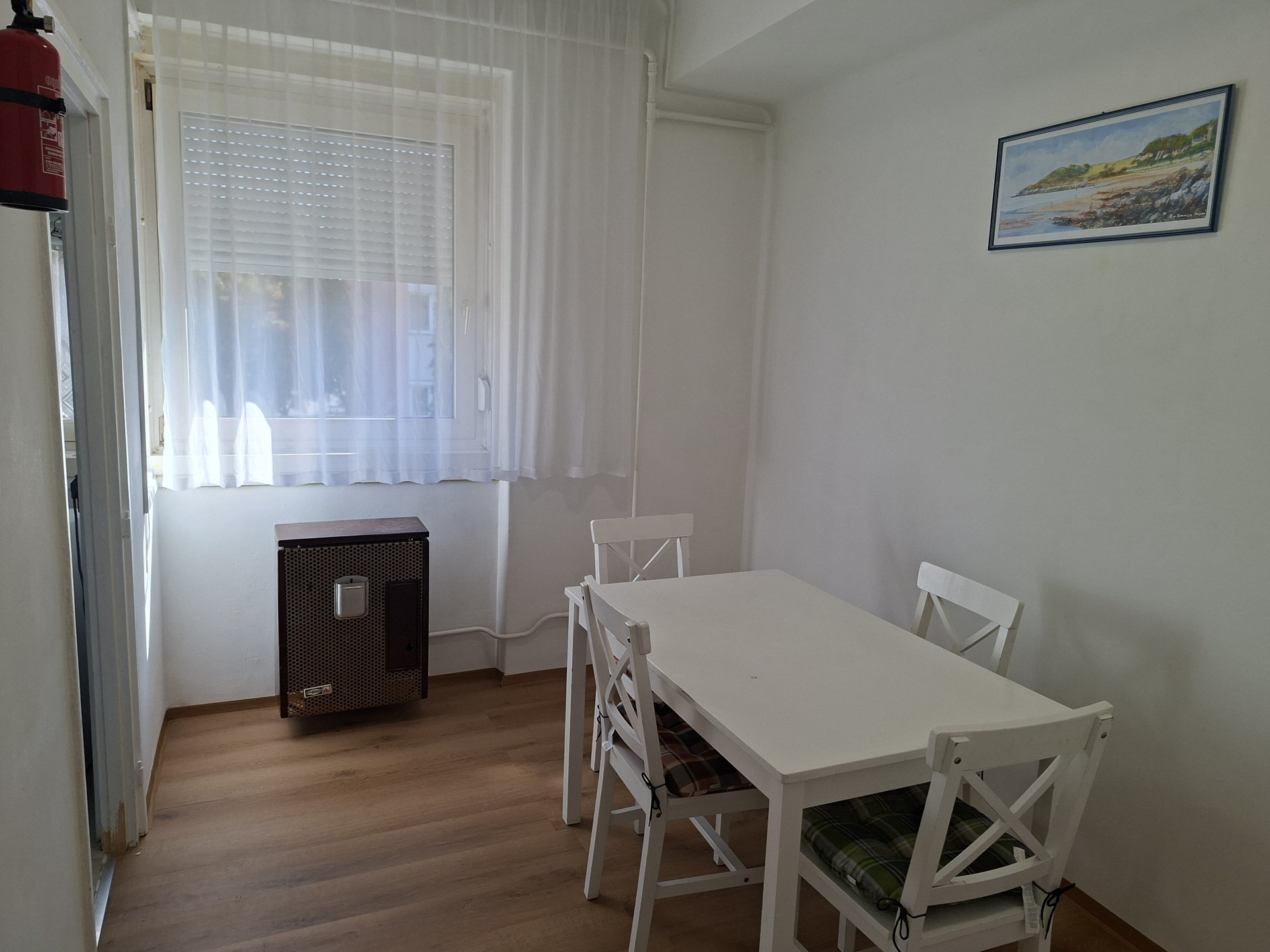 Dining area with white table
