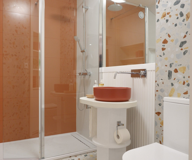 Terrazzo bathroom with toilet